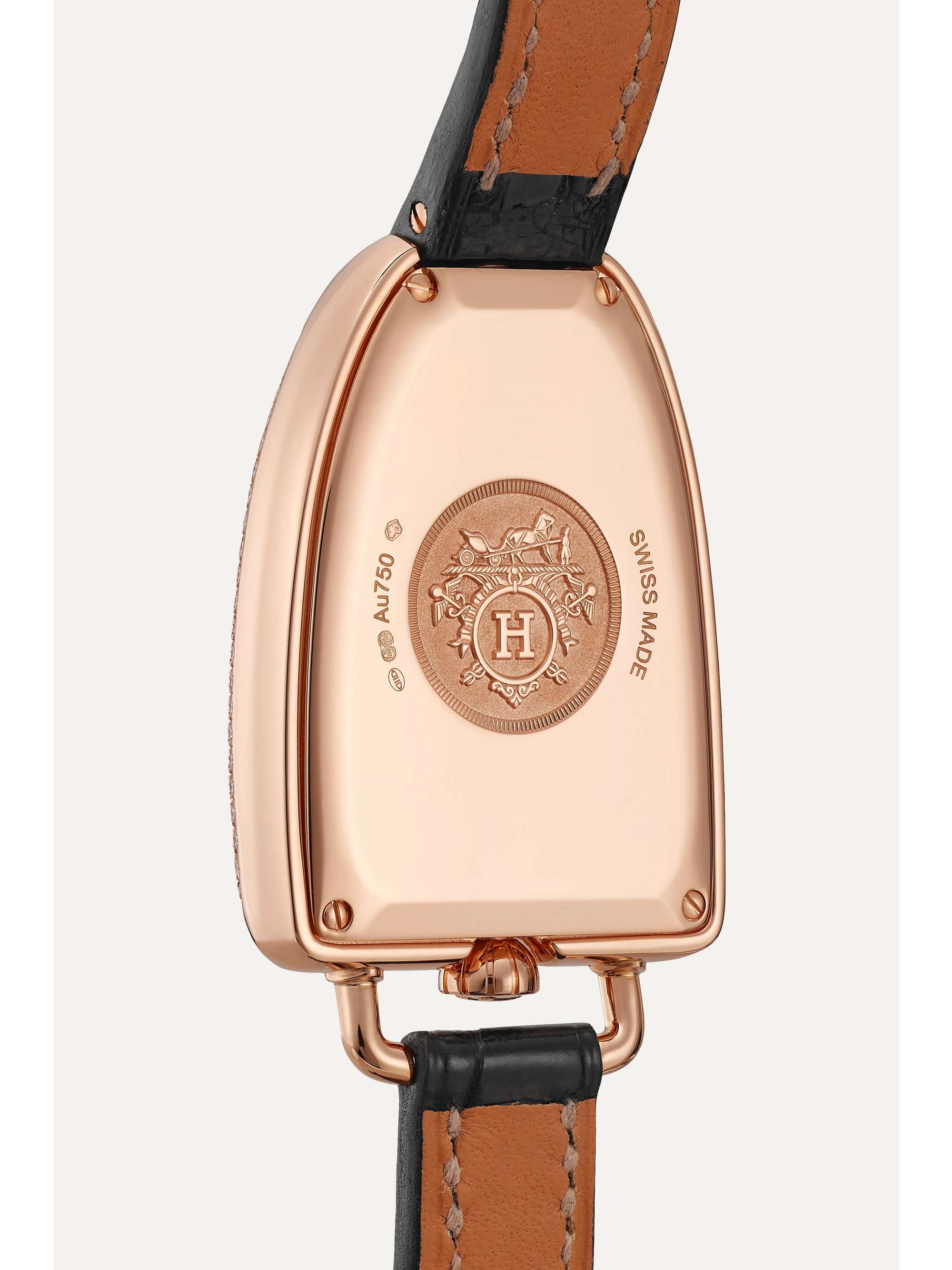 HERMÈS TIMEPIECES Galop d'Hermès 40 毫米 18K 玫瑰金大号腕表（短吻鳄鱼皮表带）