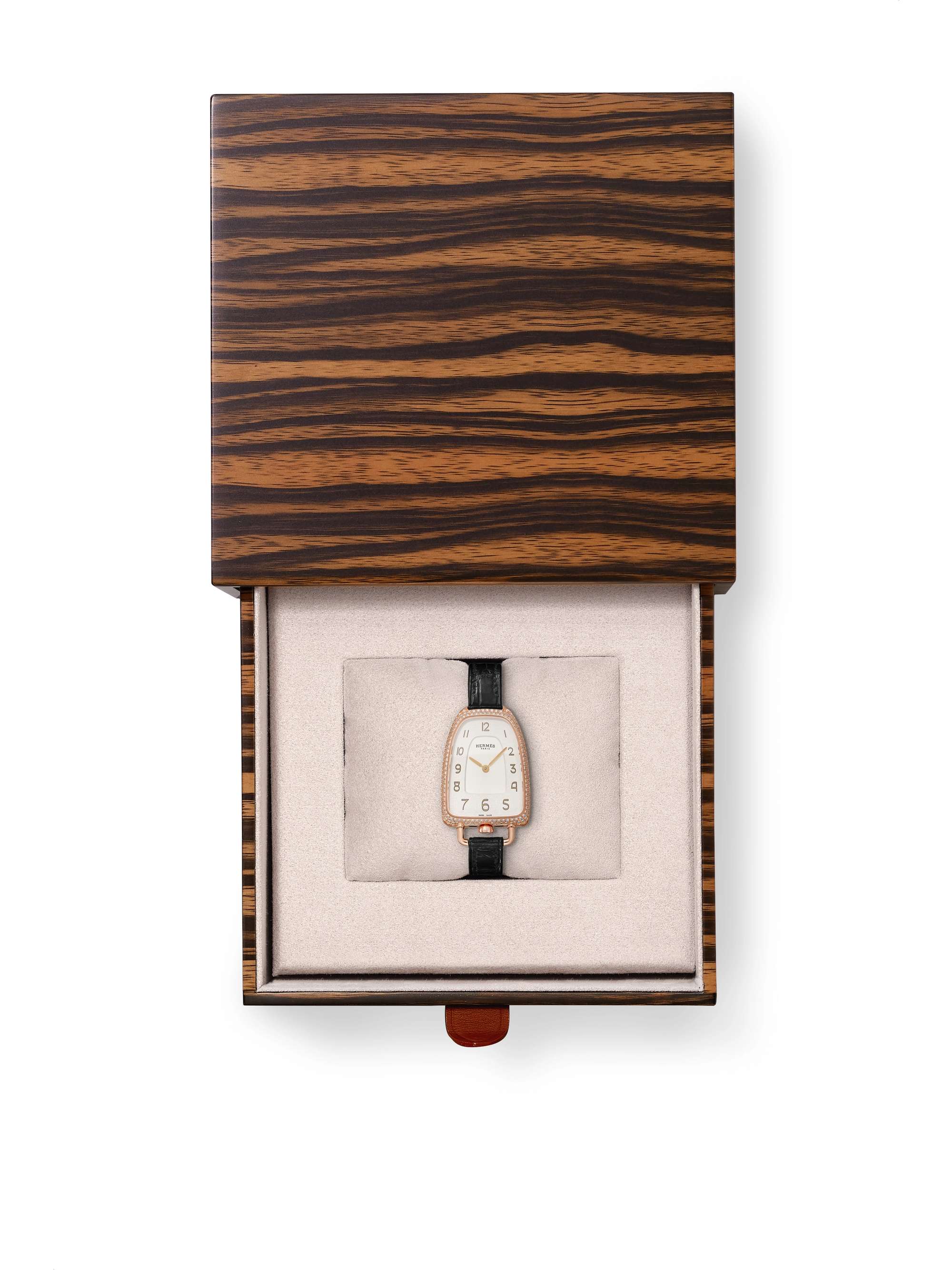 HERMÈS TIMEPIECES Galop d'Hermès 40 毫米 18K 玫瑰金大号腕表（短吻鳄鱼皮表带）