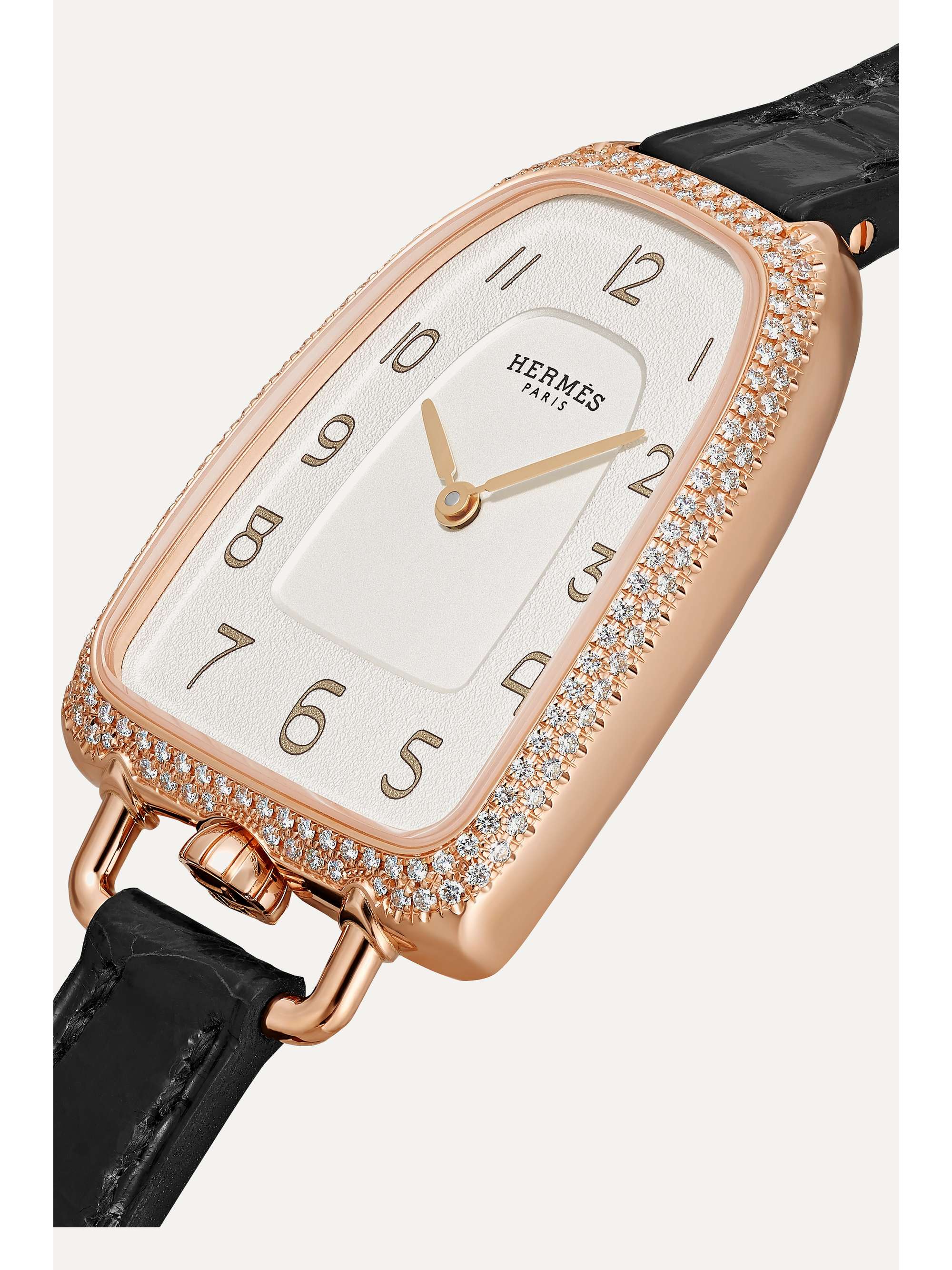 HERMÈS TIMEPIECES Galop d'Hermès 40 毫米 18K 玫瑰金大号腕表（短吻鳄鱼皮表带）