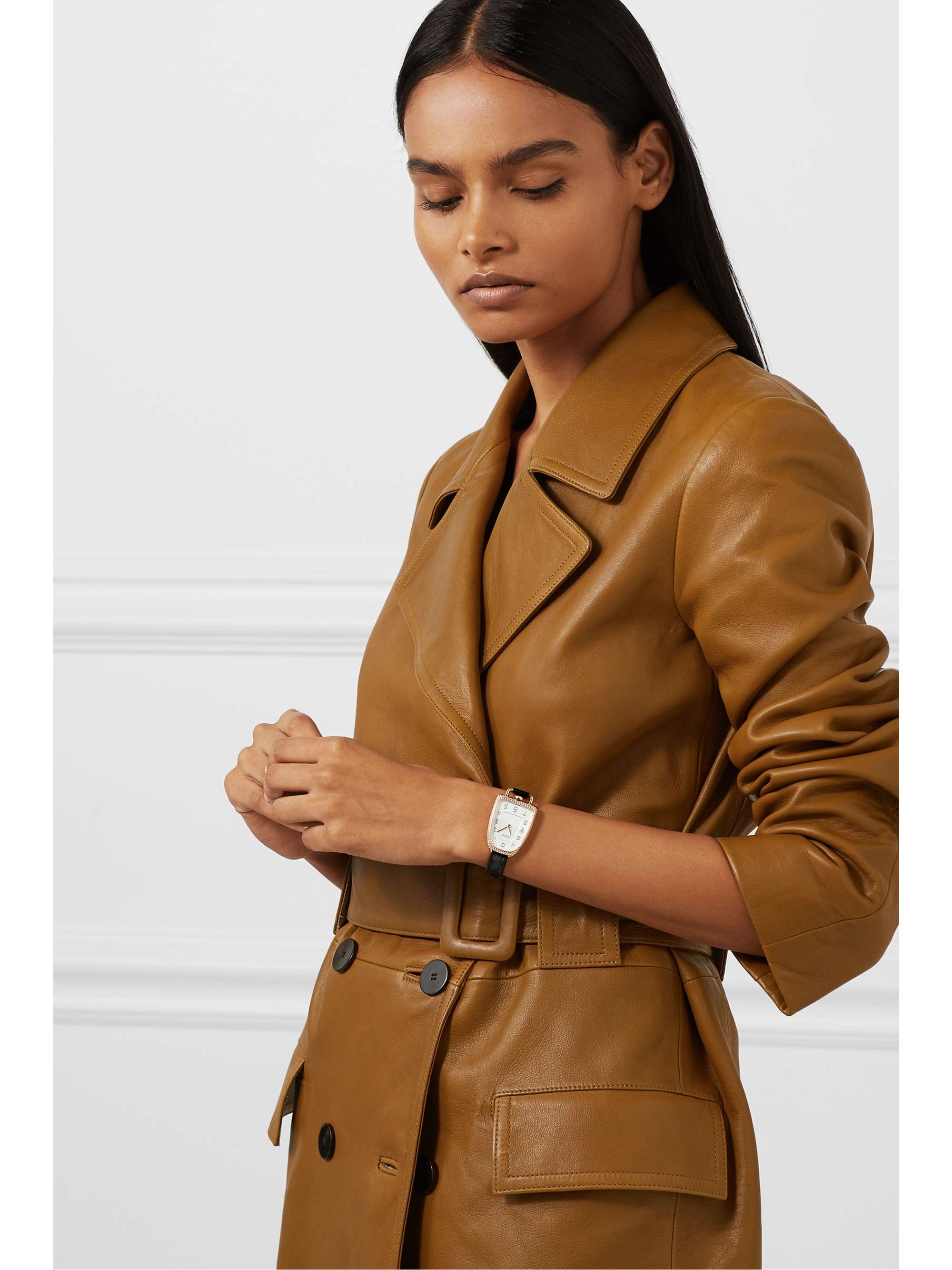 HERMÈS TIMEPIECES Galop d'Hermès 40 毫米 18K 玫瑰金大号腕表（短吻鳄鱼皮表带）