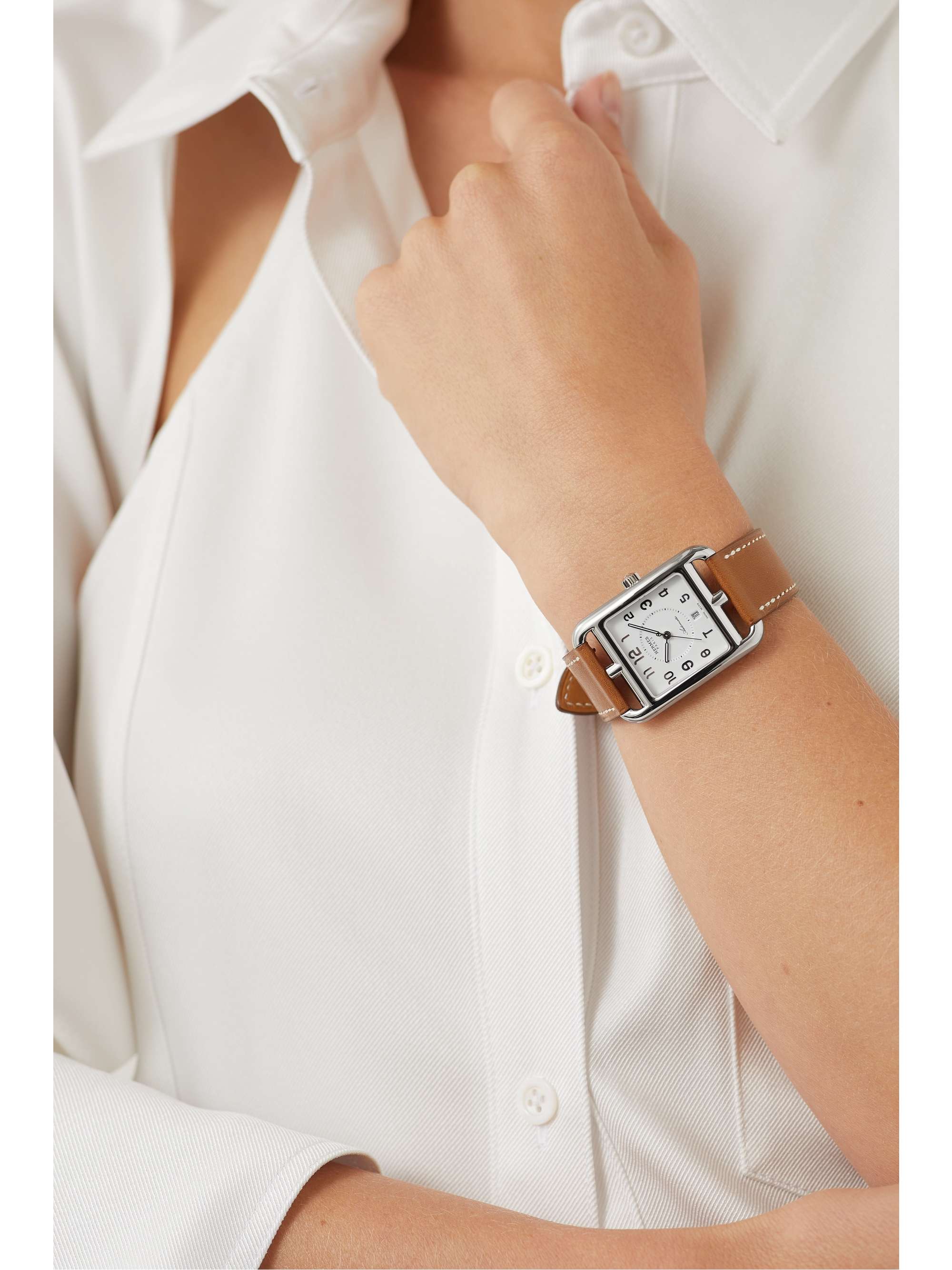 HERMÈS TIMEPIECES Cape Cod Crepuscule large 37mm stainless steel and leather watch