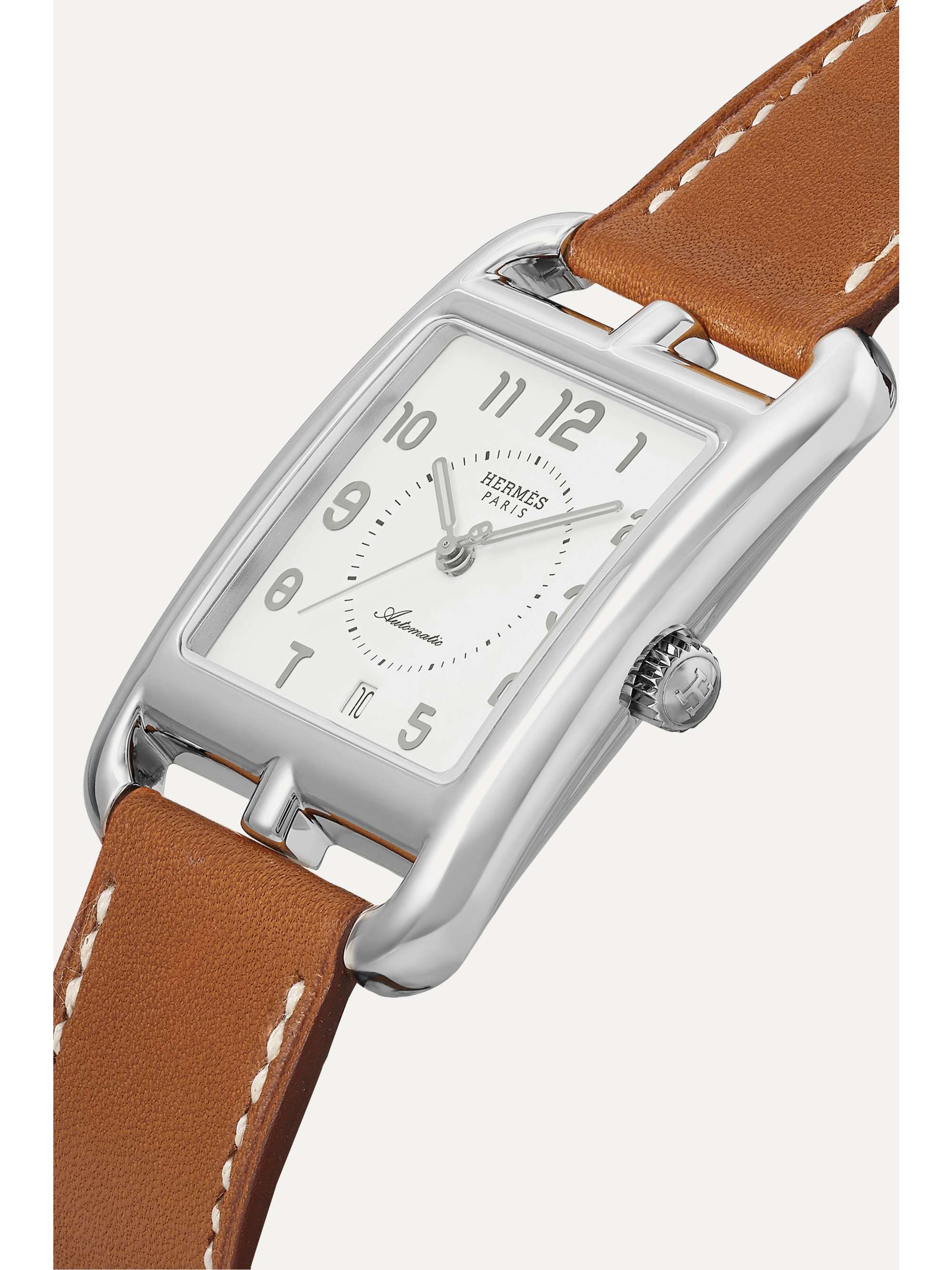 HERMÈS TIMEPIECES Cape Cod Crepuscule large 37mm stainless steel and leather watch
