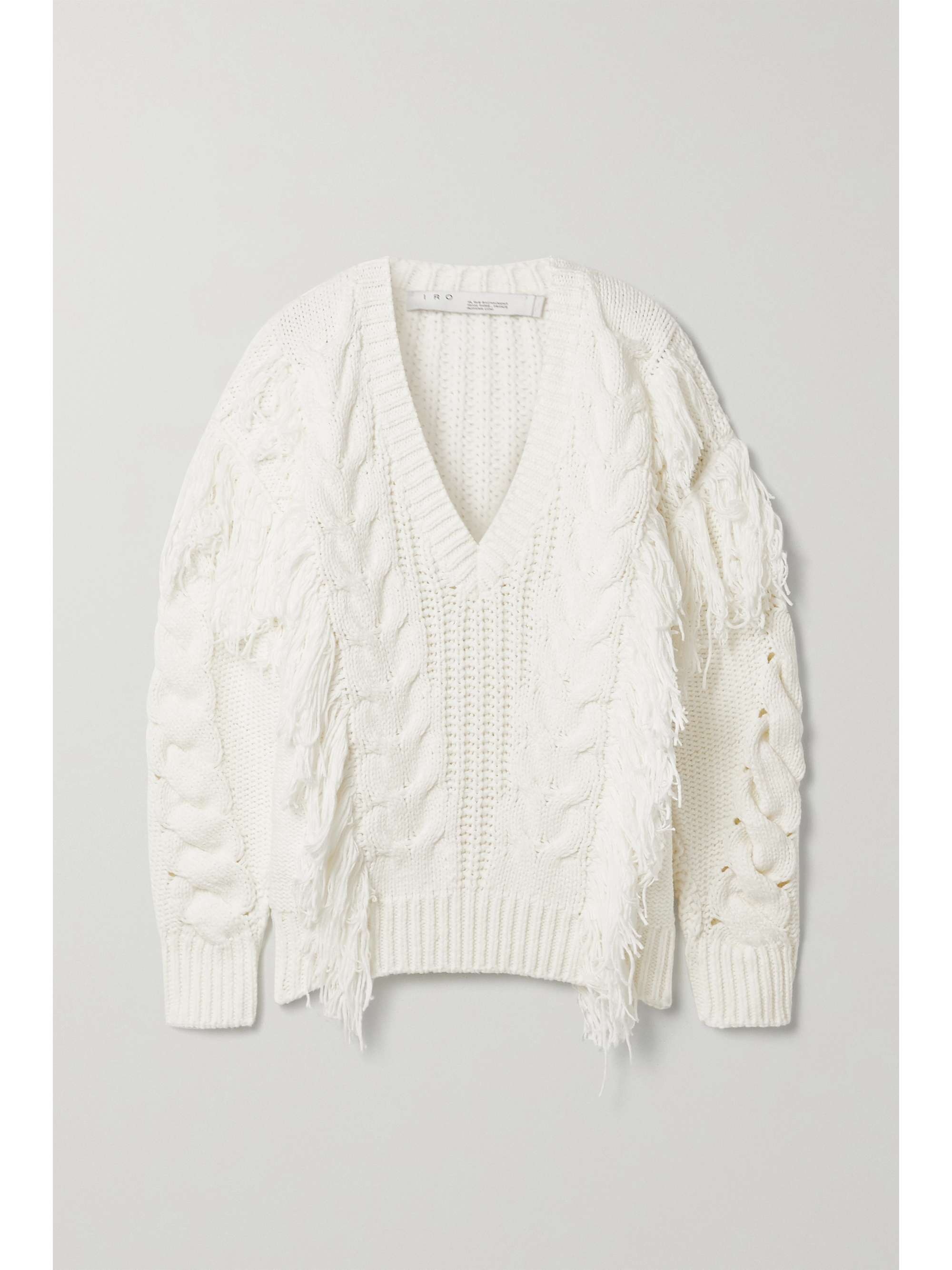 white fringe sweater