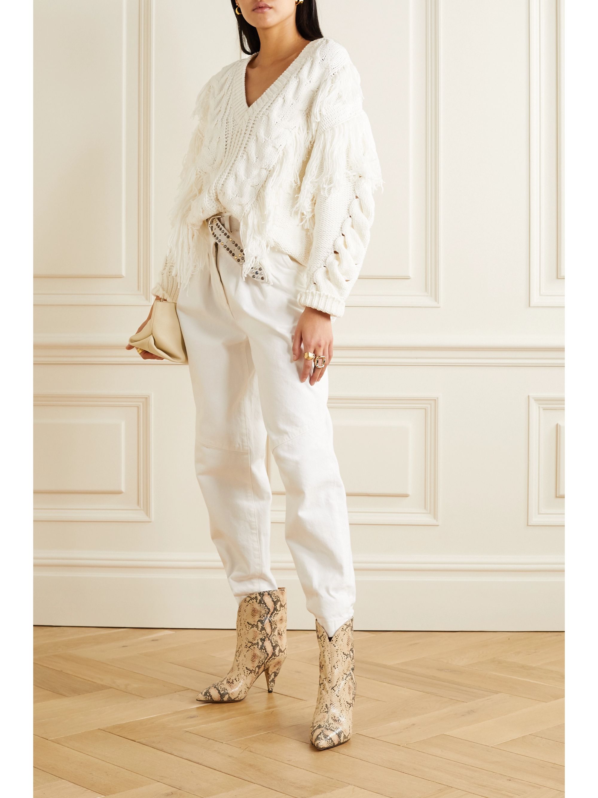 cable knit fringe sweater