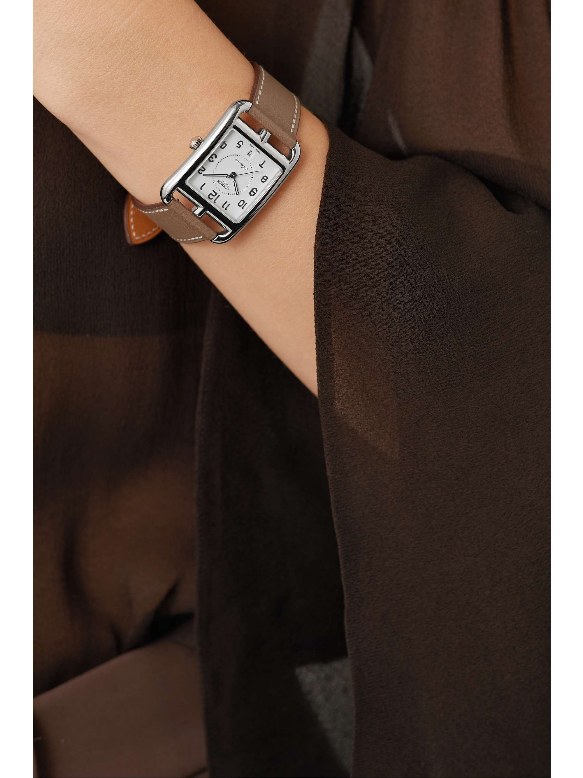 HERMÈS TIMEPIECES Cape Cod Crepuscule large 37mm stainless steel and leather watch