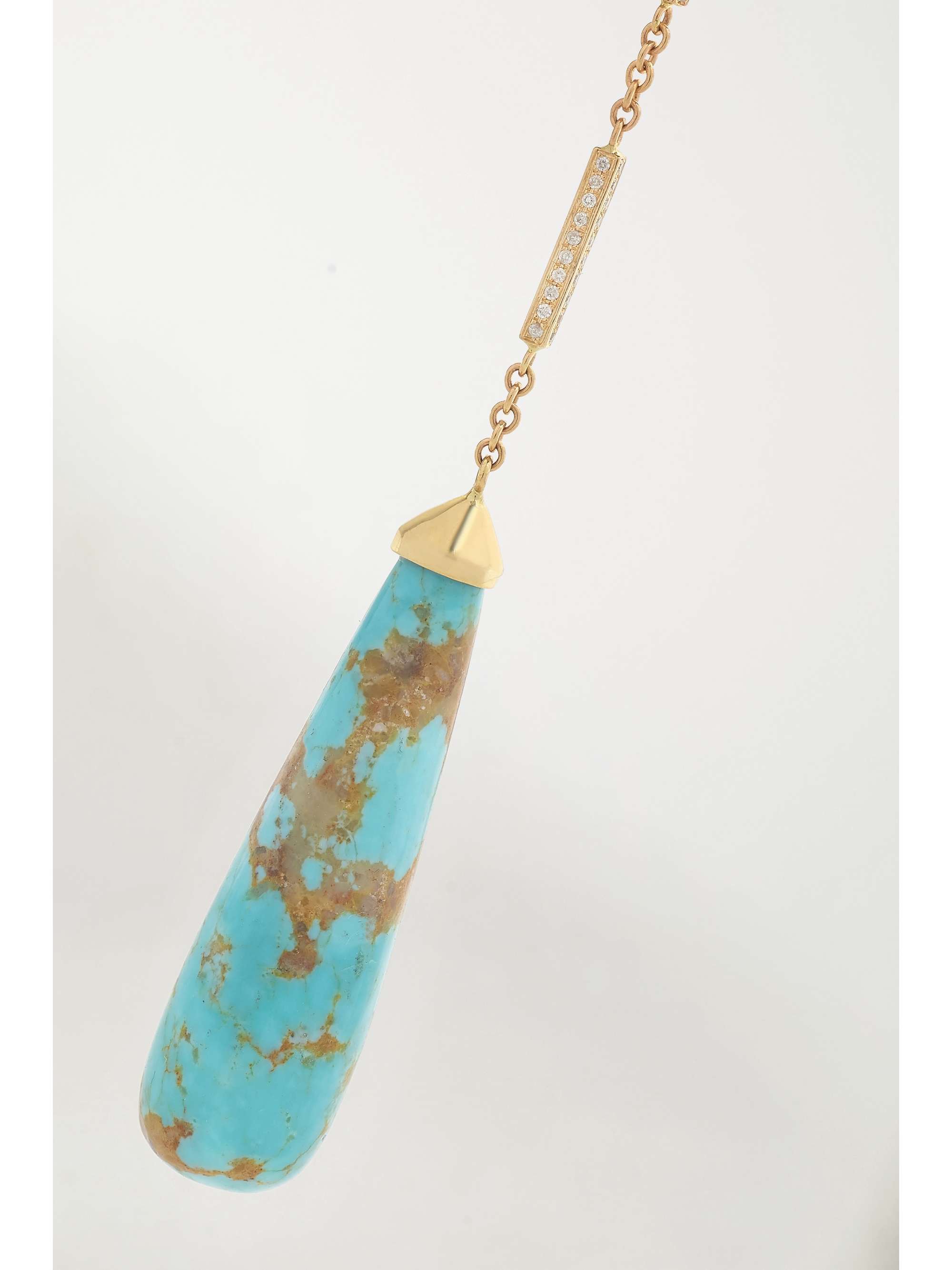JACQUIE AICHE 14-karat gold, turquoise and diamond earrings