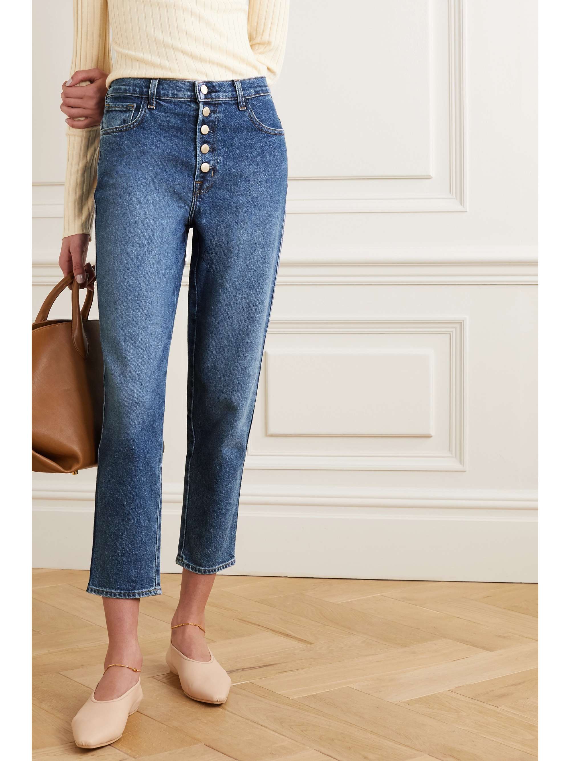 Mid denim Heather high-rise straight 