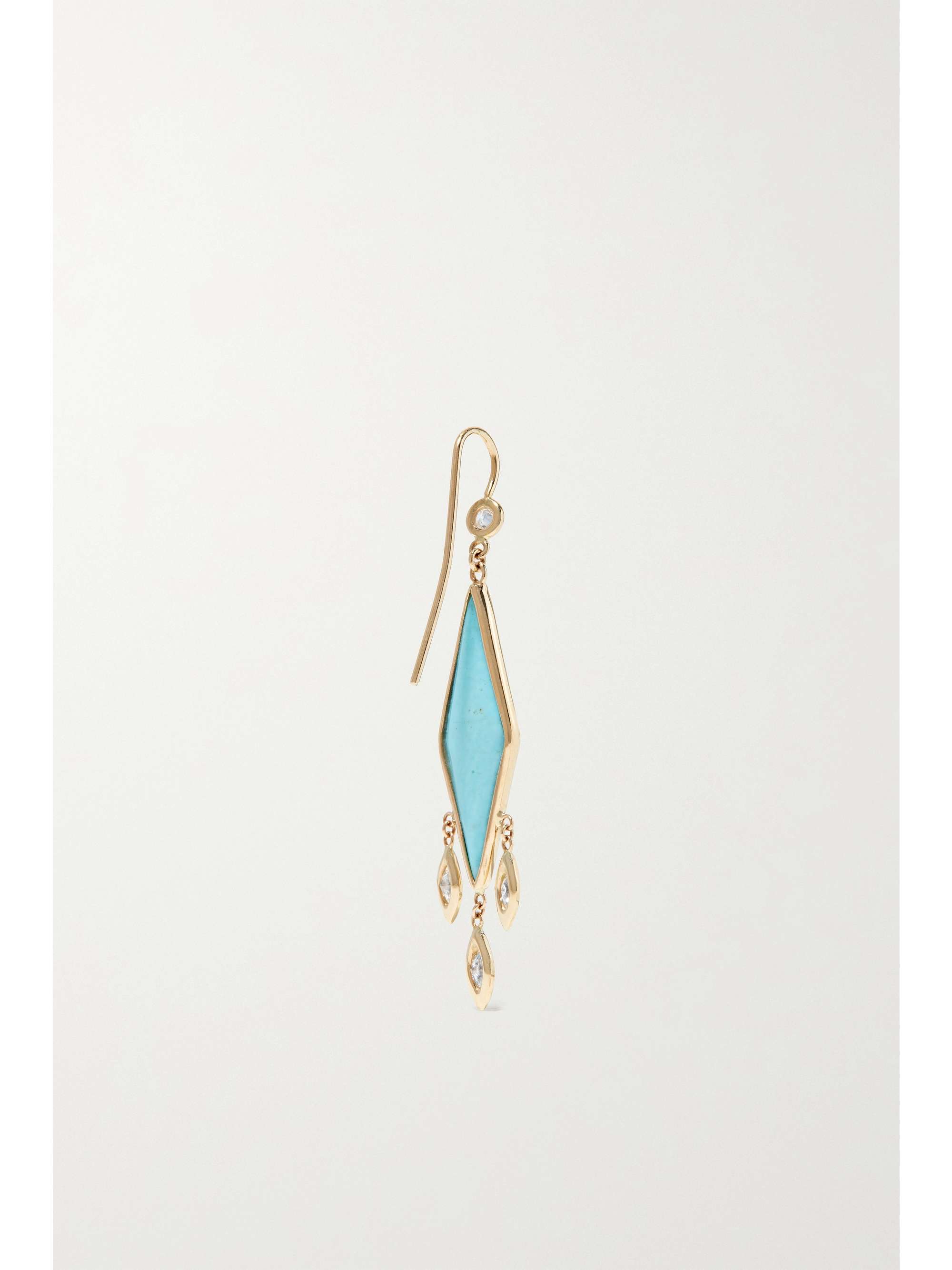 JACQUIE AICHE 14-karat gold, turquoise and diamond earrings