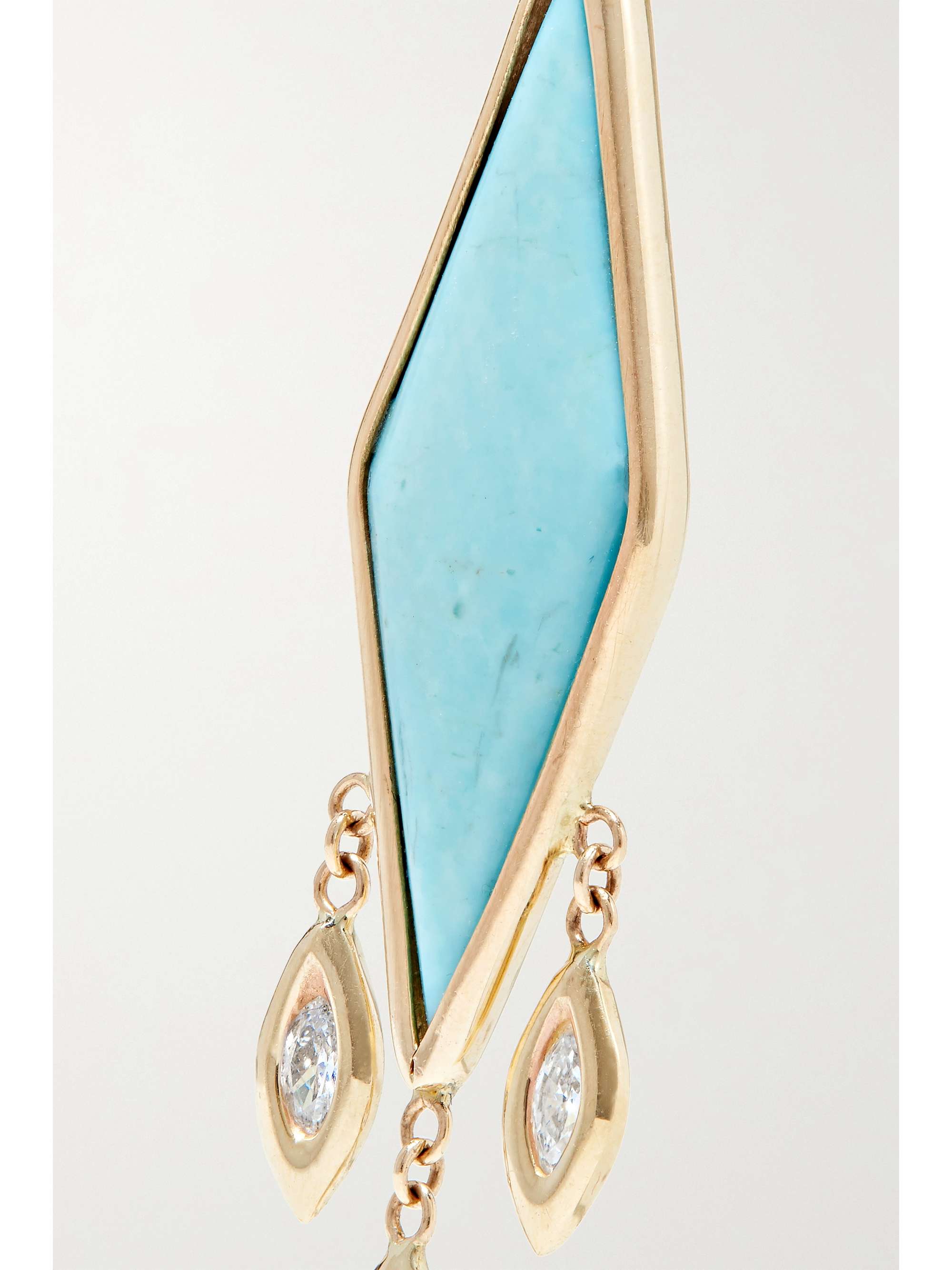 JACQUIE AICHE 14-karat gold, turquoise and diamond earrings