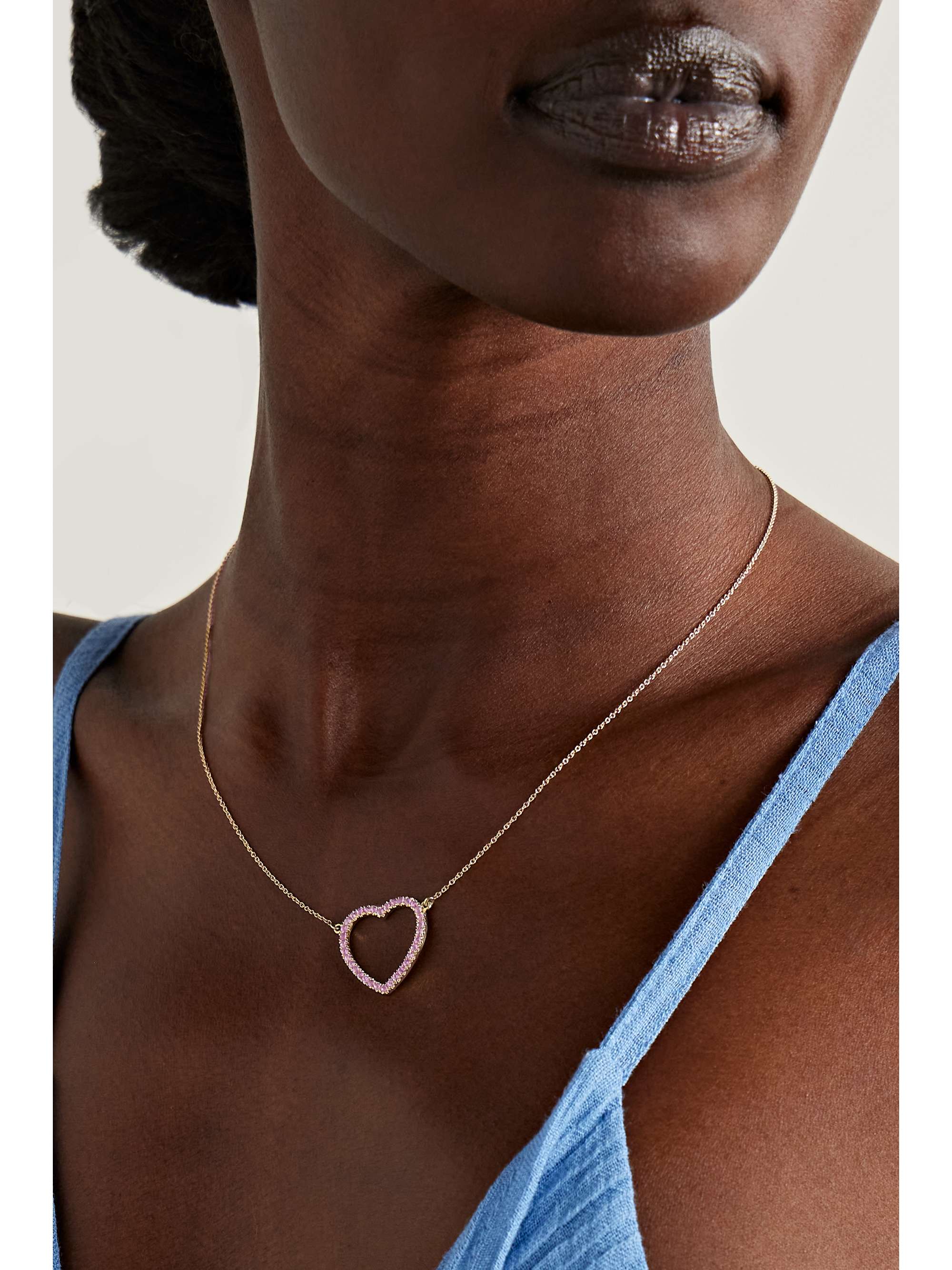 JENNIFER MEYER Large Open Heart 18-karat gold turquoise necklace