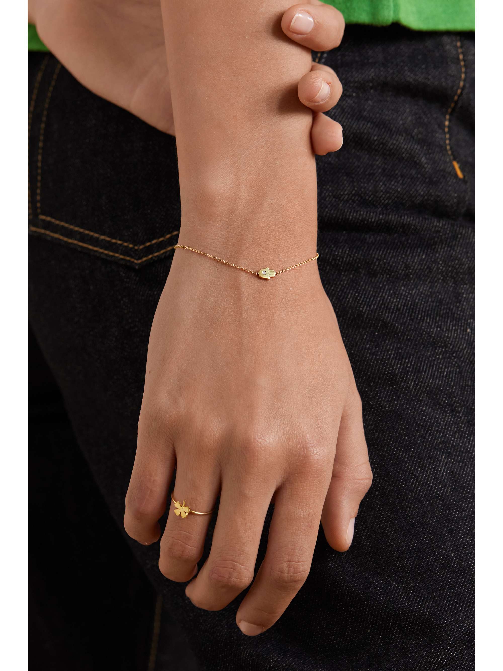 JENNIFER MEYER Mini Clover 18-karat gold bracelet