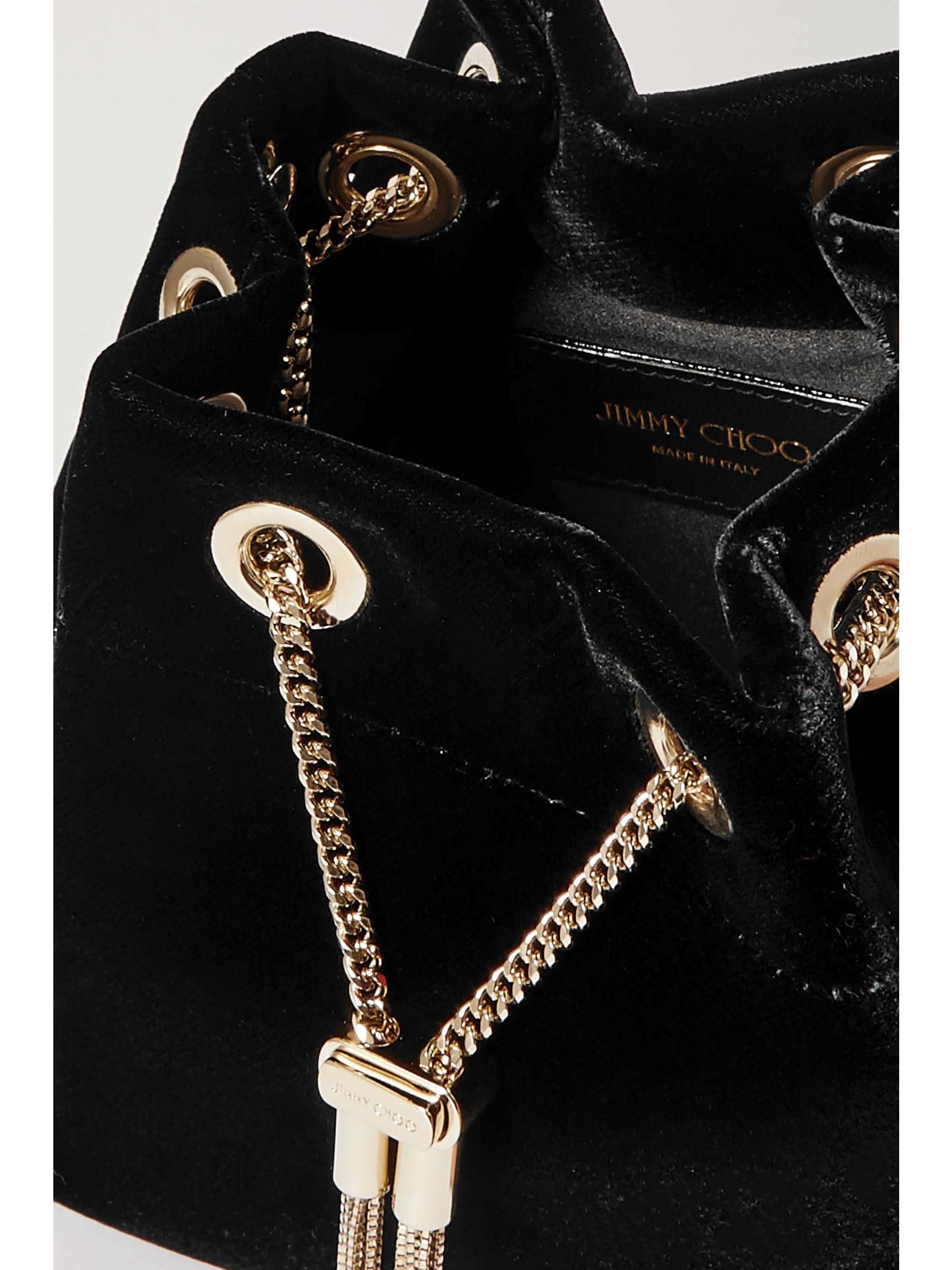JIMMY CHOO Bon Bon velvet bucket bag