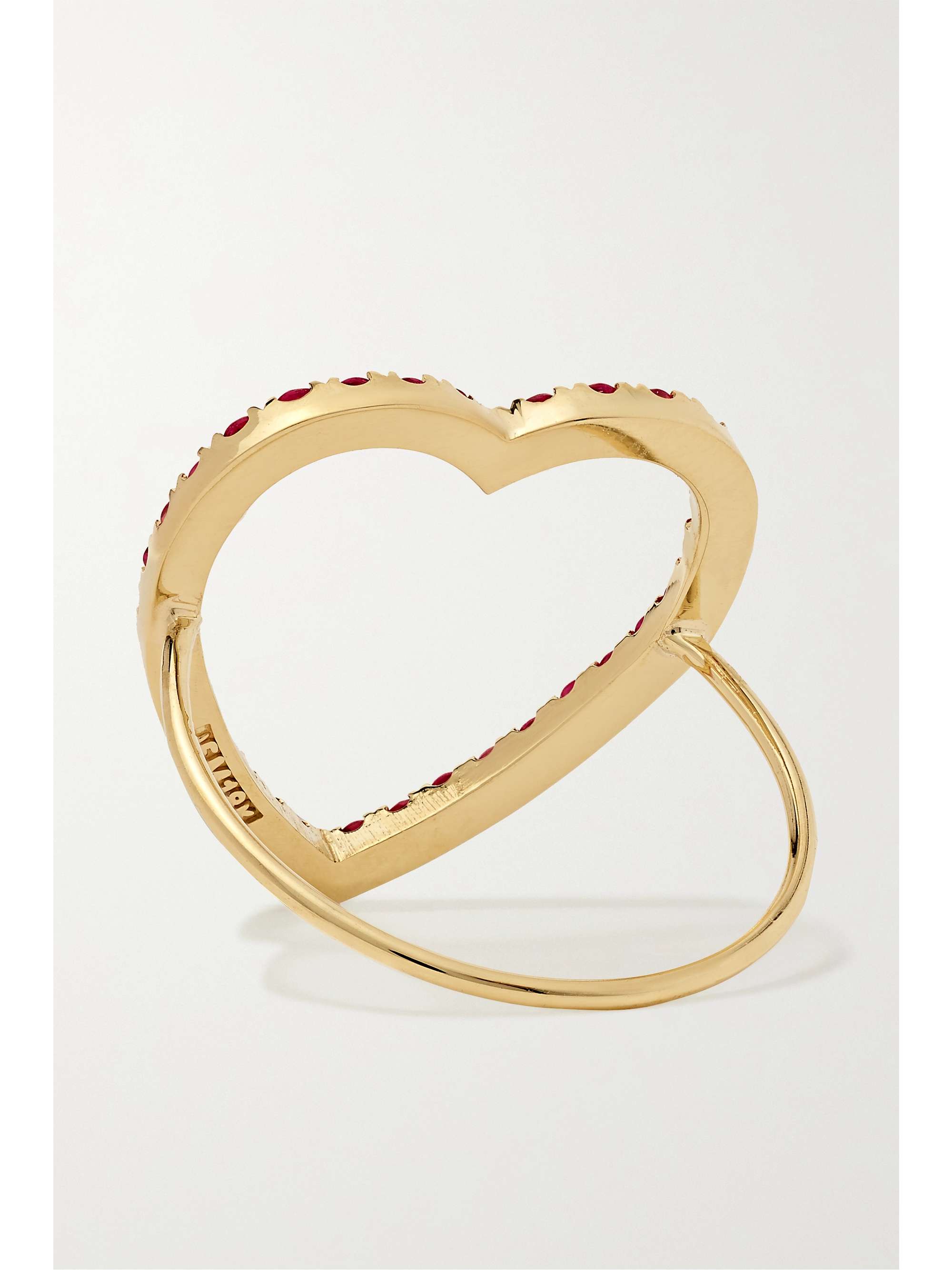 JENNIFER MEYER Large Open Heart 18-karat gold ruby ring
