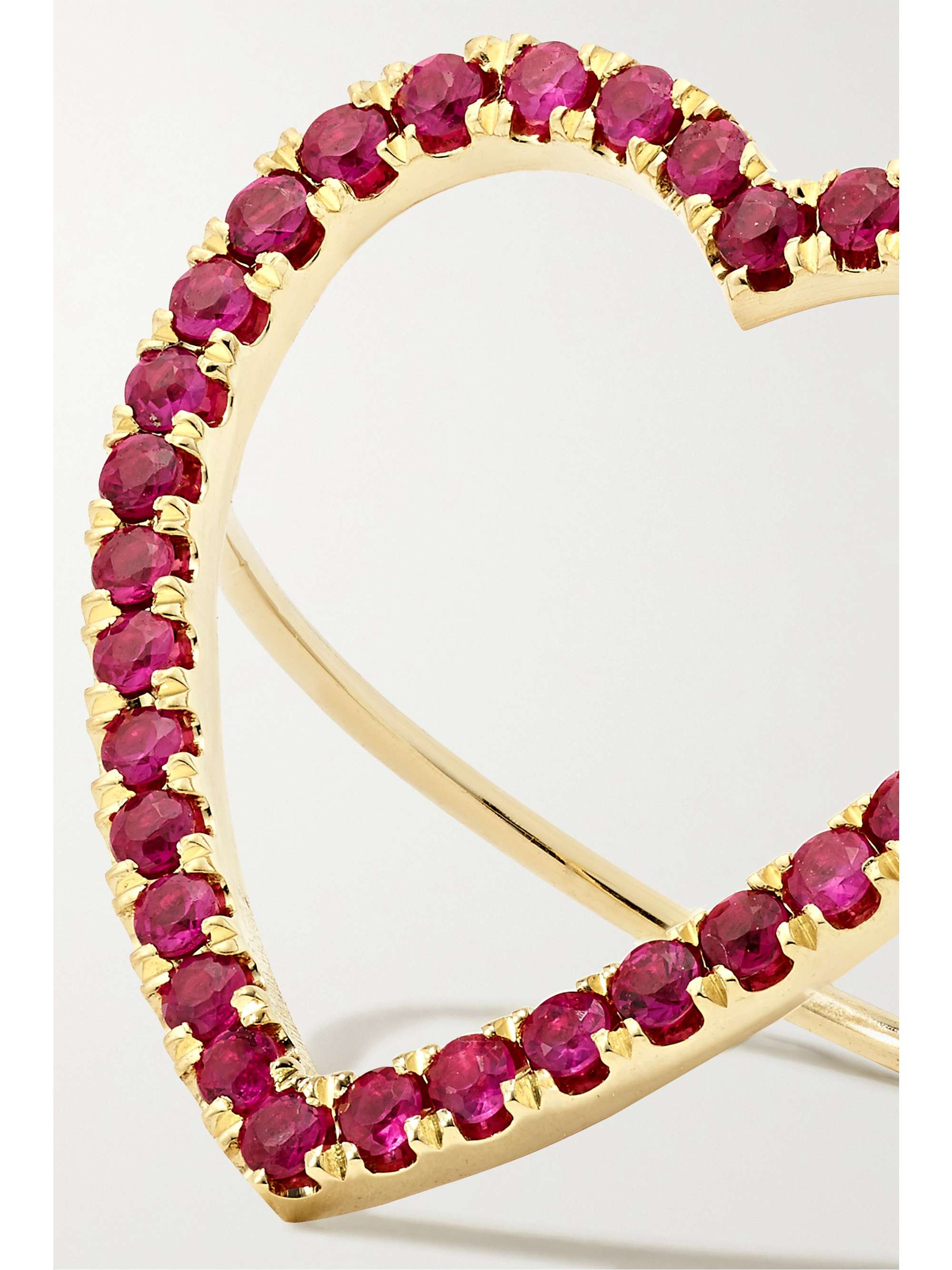 JENNIFER MEYER Large Open Heart 18-karat gold ruby ring