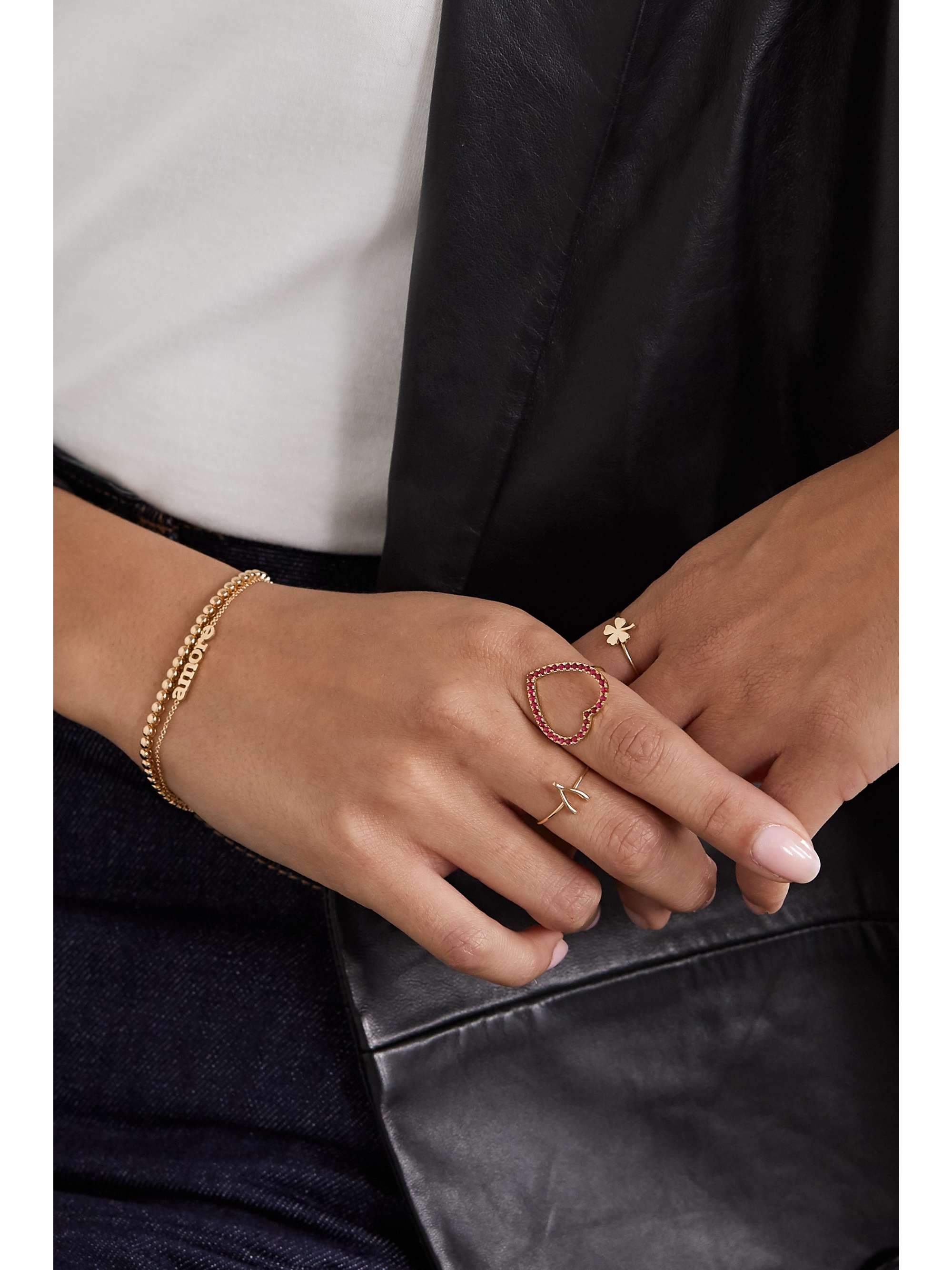 JENNIFER MEYER Large Open Heart 18-karat gold ruby ring