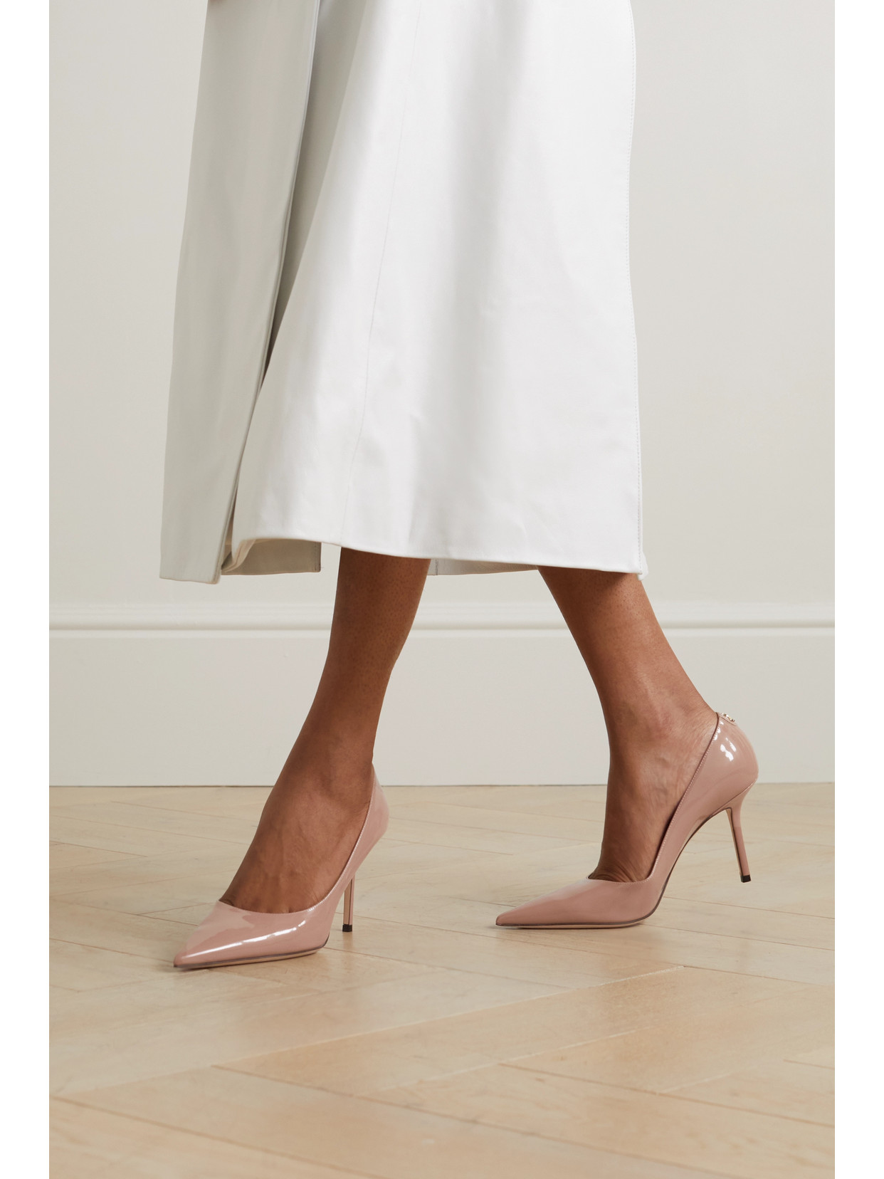 Shop Jimmy Choo Love 85 Patent-leather Pumps In Neutral