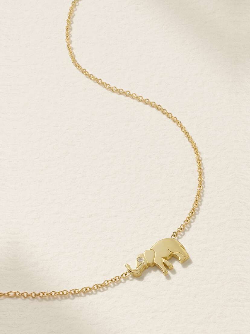 Jennifer Meyer Mini Elephant 18-karat Gold Diamond Necklace