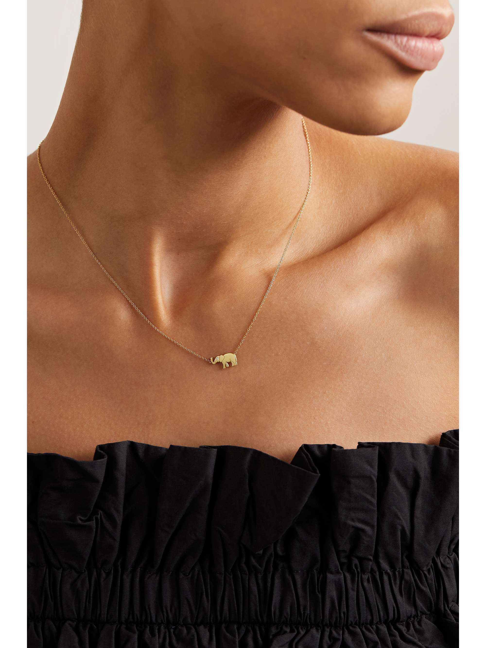 JENNIFER MEYER Mini Elephant 18-karat gold diamond necklace