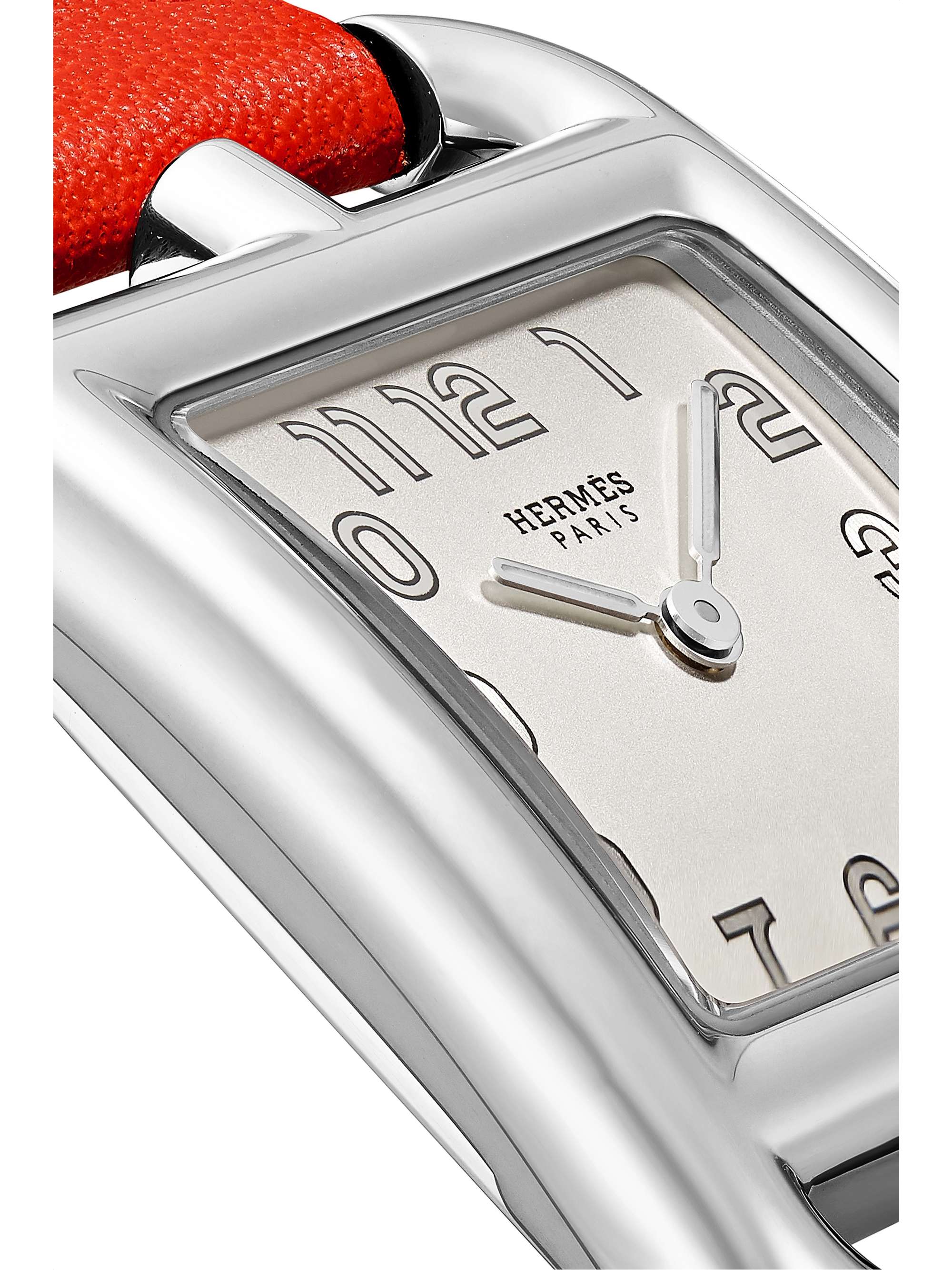 HERMÈS TIMEPIECES Cape Cod 23 mm kleine Uhr aus Edelstahl mit Lederarmband