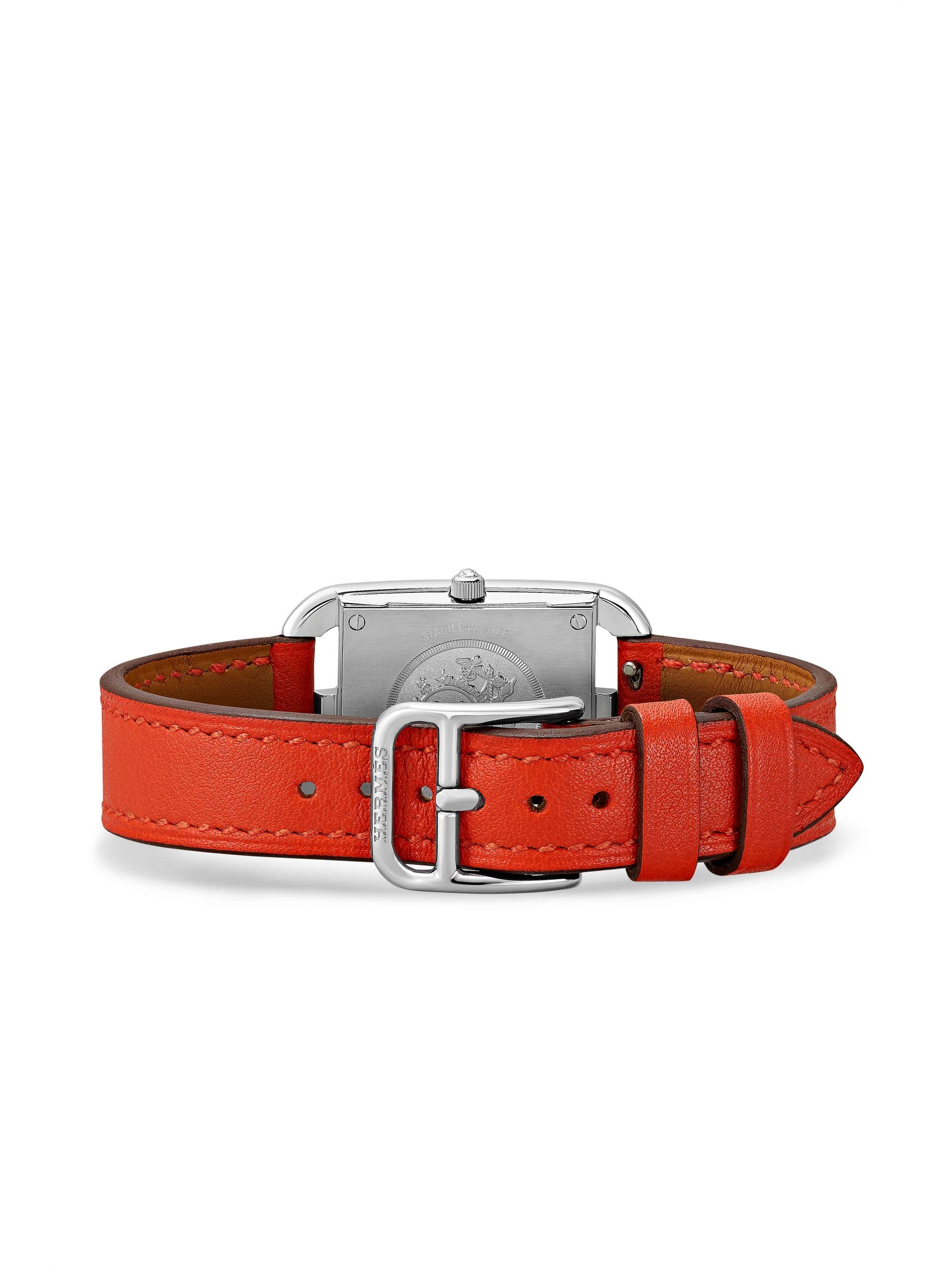 HERMÈS TIMEPIECES Cape Cod 23 mm kleine Uhr aus Edelstahl mit Lederarmband