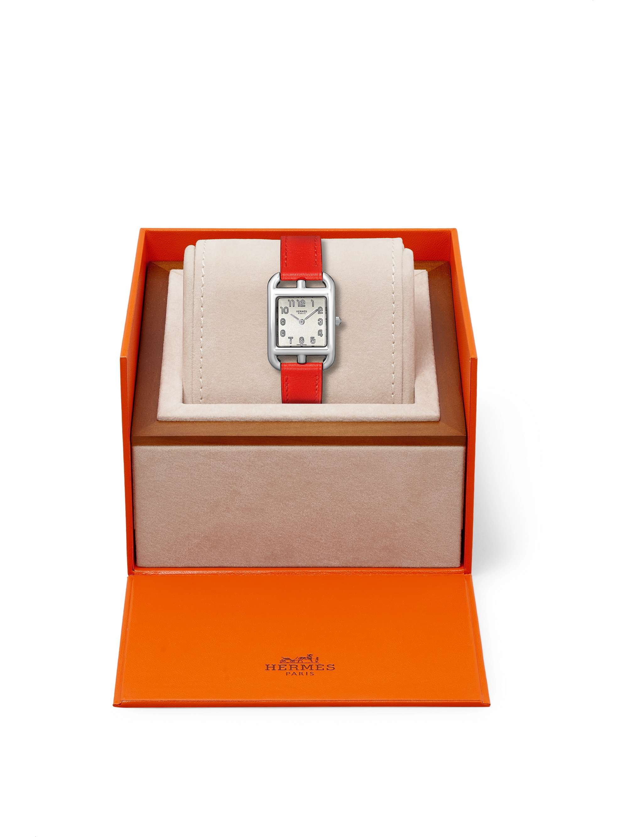 HERMÈS TIMEPIECES Cape Cod 23 mm kleine Uhr aus Edelstahl mit Lederarmband