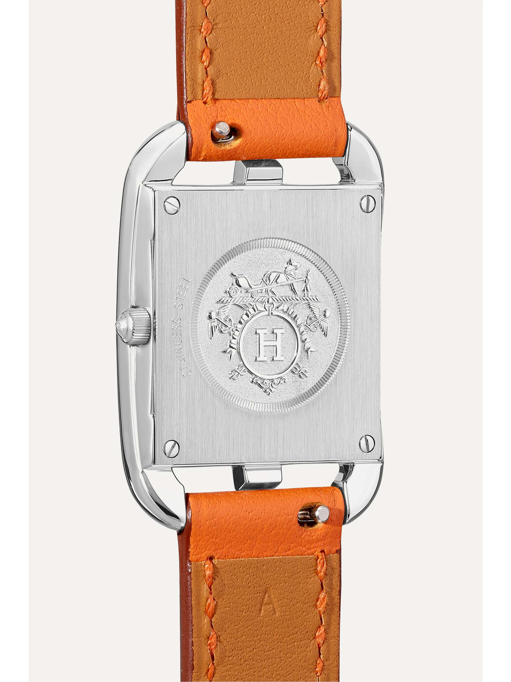 HERMÈS TIMEPIECES Cape Cod 23mm small stainless steel, leather, mother-of-pearl and diamond watch