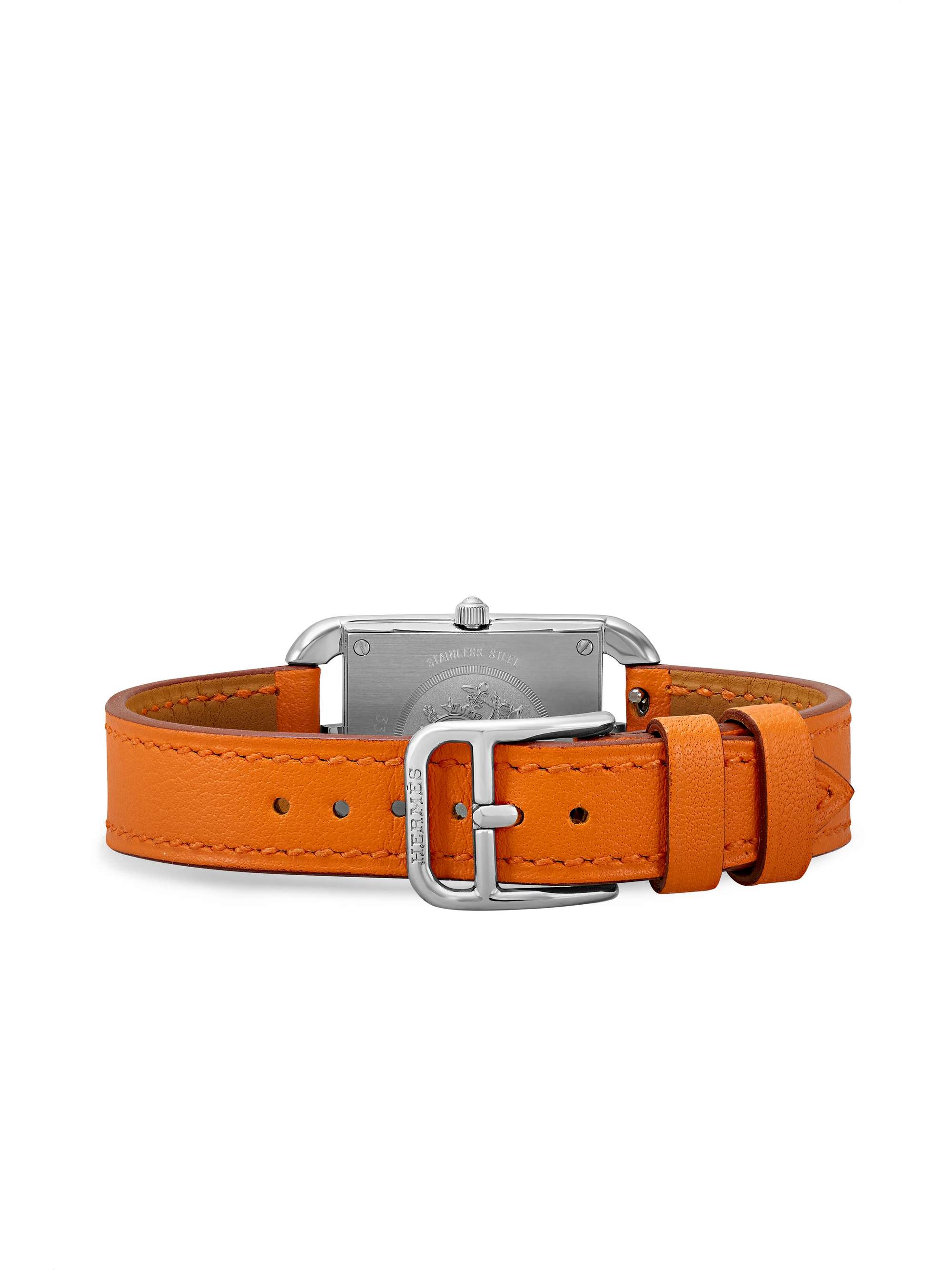 HERMÈS TIMEPIECES Cape Cod 23mm small stainless steel, leather, mother-of-pearl and diamond watch