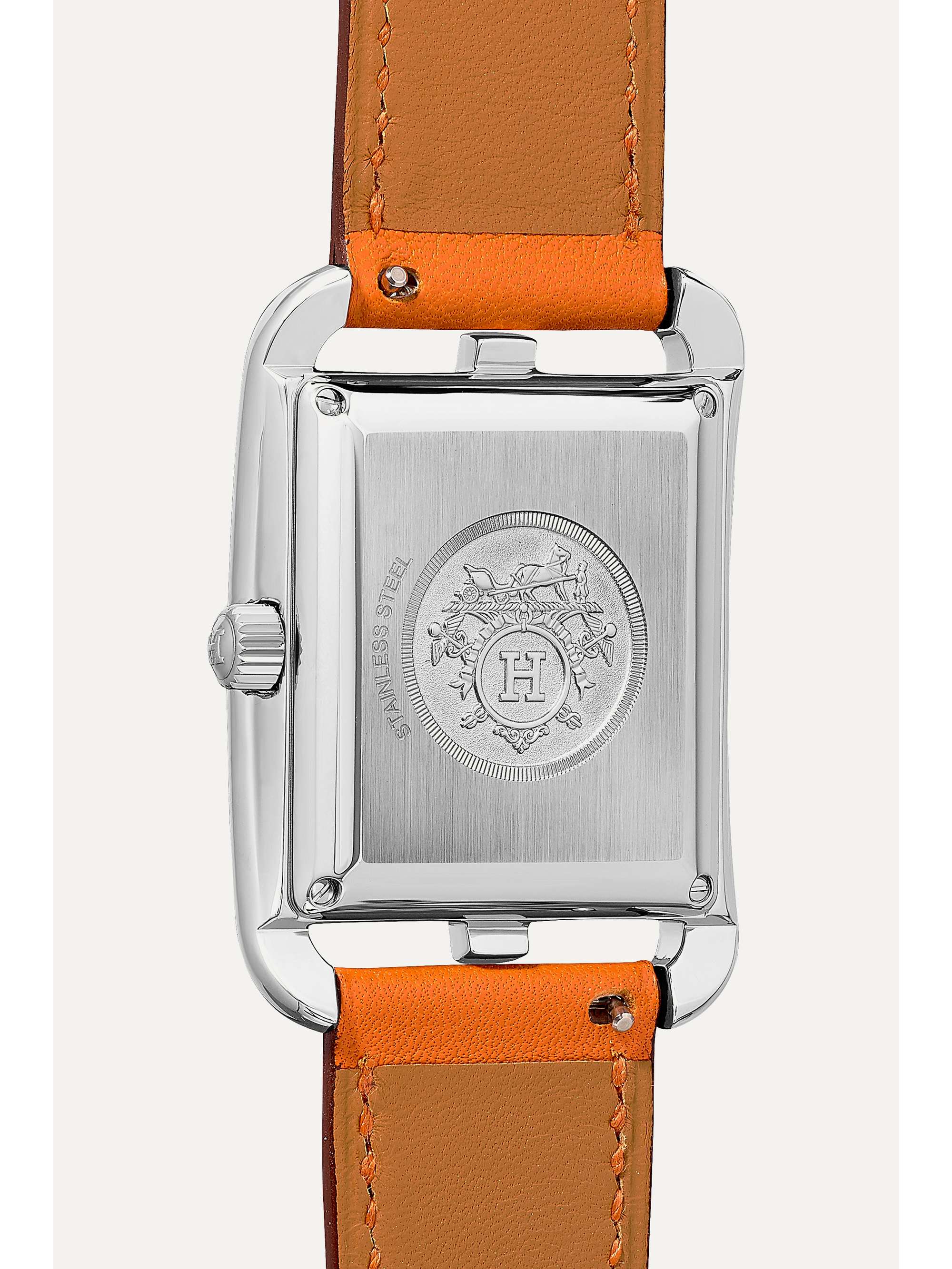 HERMÈS TIMEPIECES Montre en acier inoxydable à bracelet en cuir Cape Cod Crepuscule Large, 37 mm