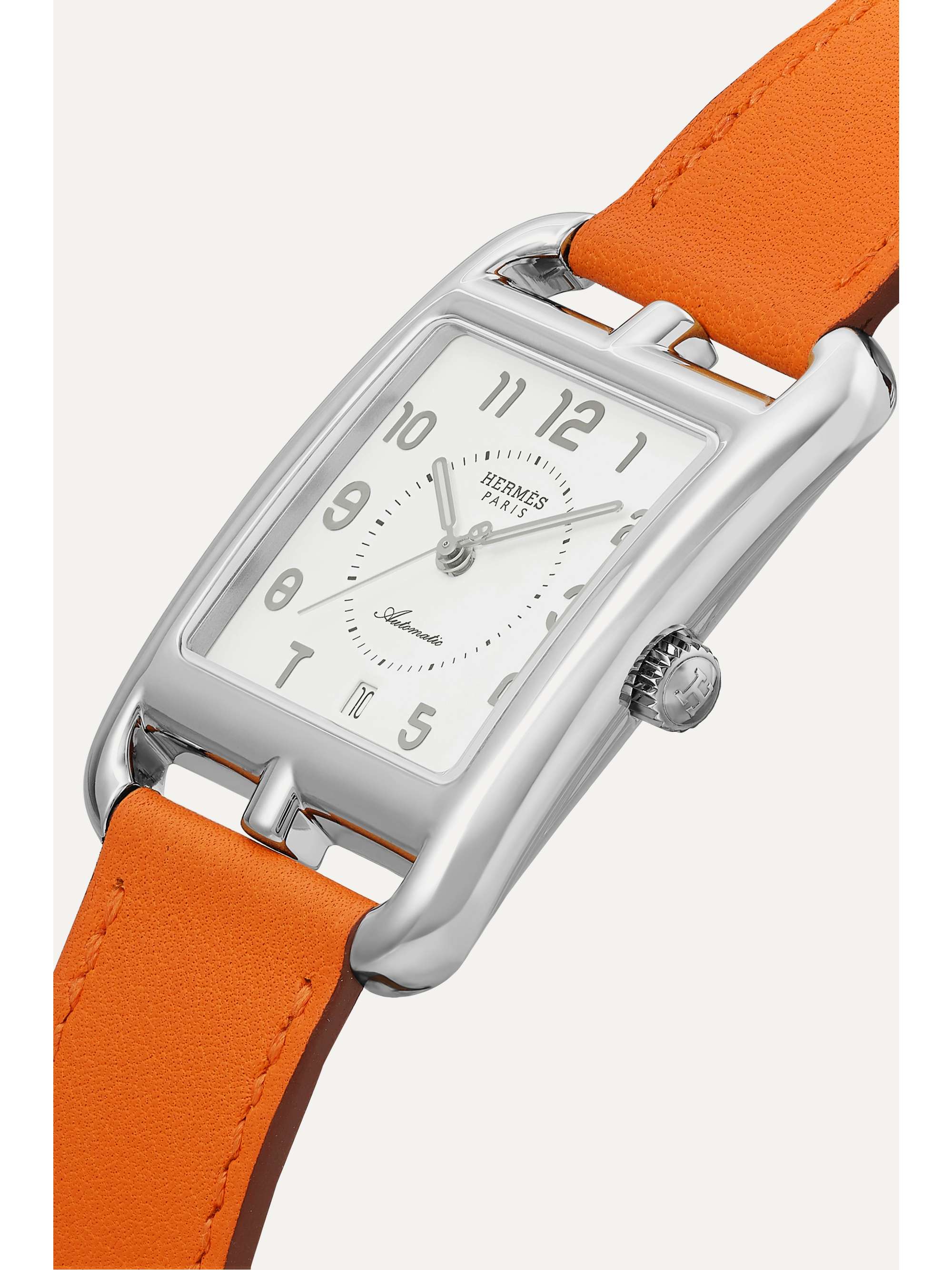 HERMÈS TIMEPIECES Montre en acier inoxydable à bracelet en cuir Cape Cod Crepuscule Large, 37 mm