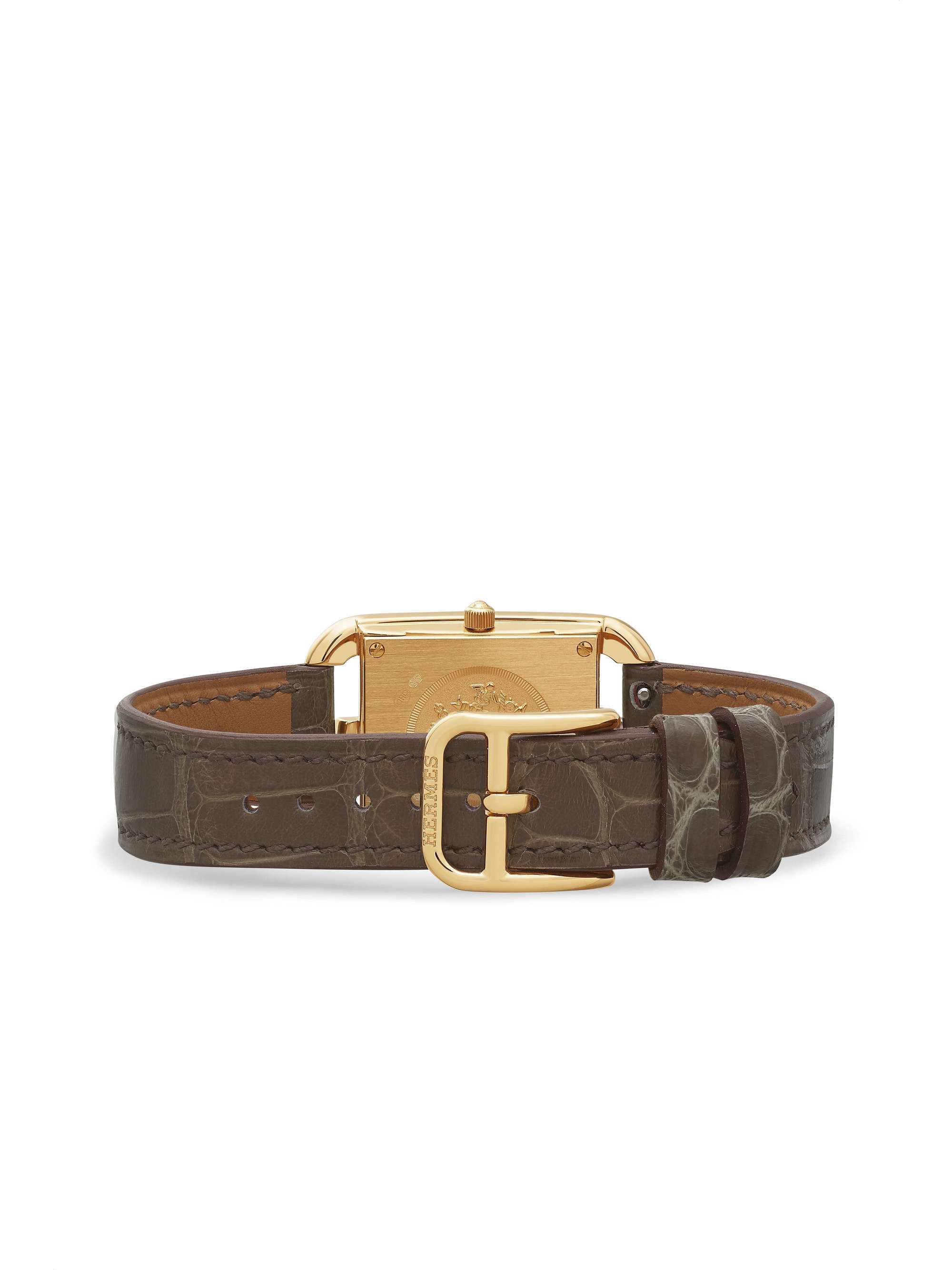 HERMÈS TIMEPIECES Cape Cod 23mm small 18-karat gold, alligator, mother-of-pearl and diamond watch