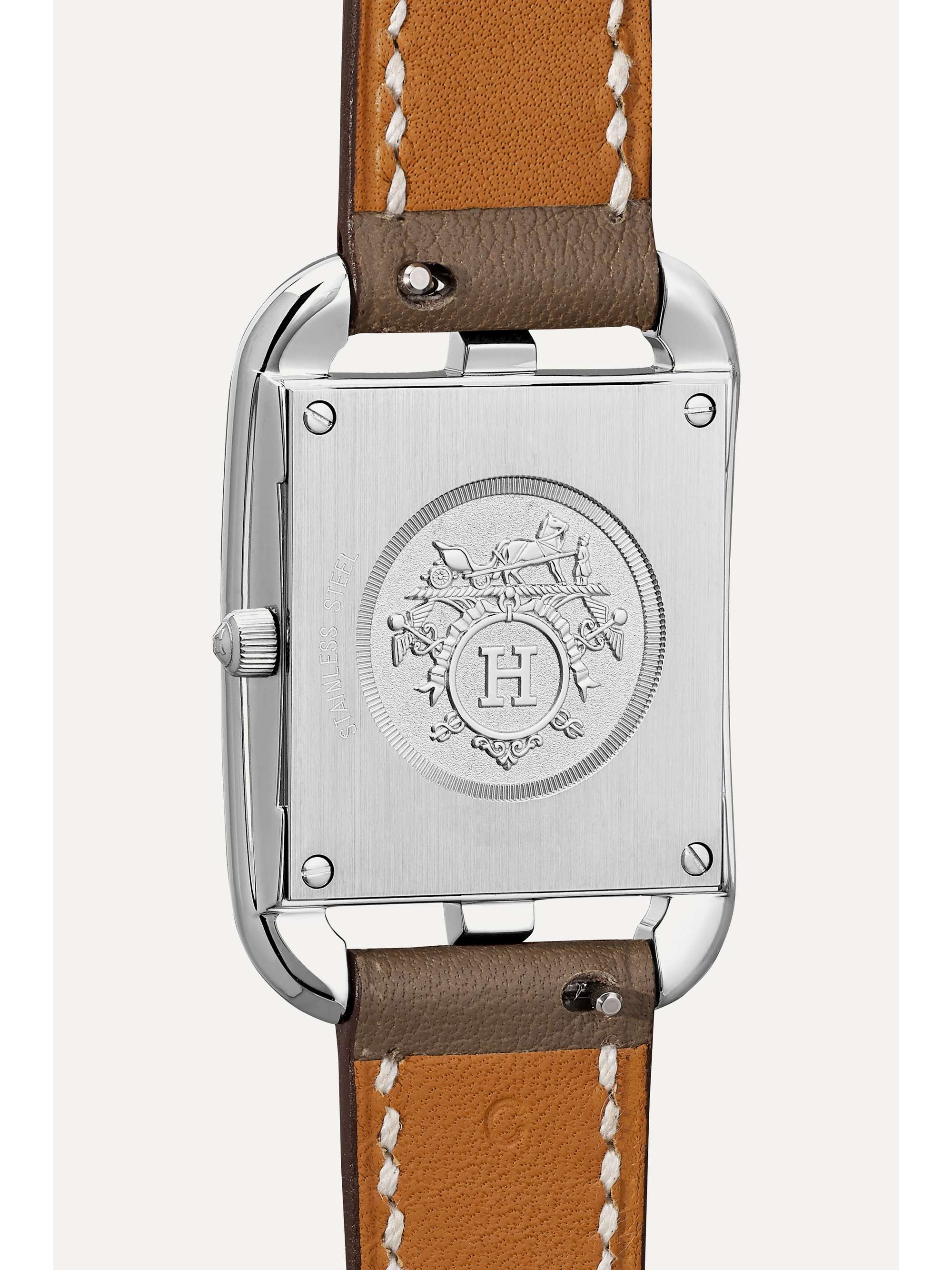 HERMÈS TIMEPIECES Cape Cod 23mm small stainless steel, leather, mother-of-pearl and diamond watch