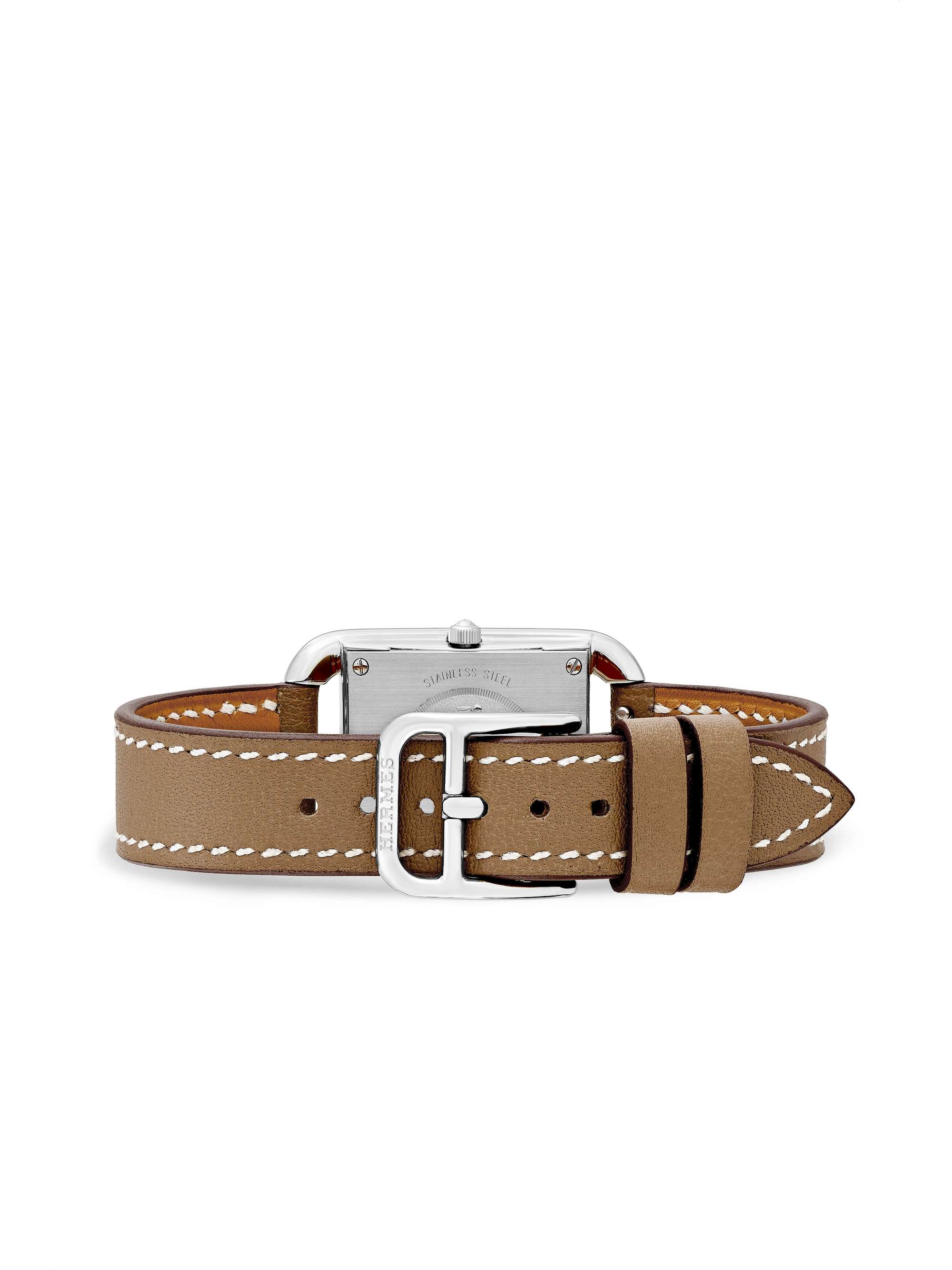 HERMÈS TIMEPIECES Cape Cod 23mm small stainless steel, leather, mother-of-pearl and diamond watch