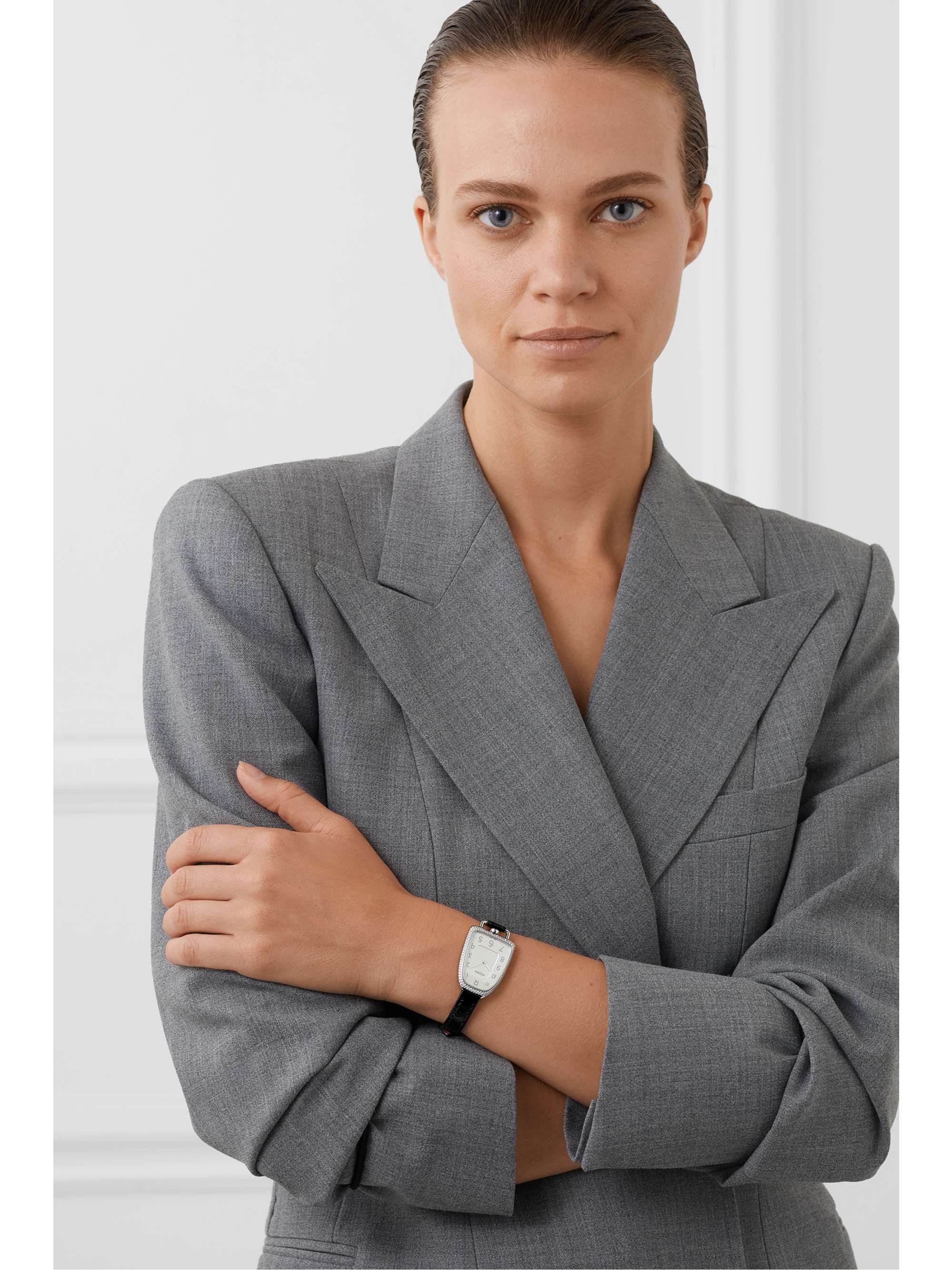 HERMÈS TIMEPIECES Galop d'Hermès 40mm large 18-karat rose gold and alligator watch