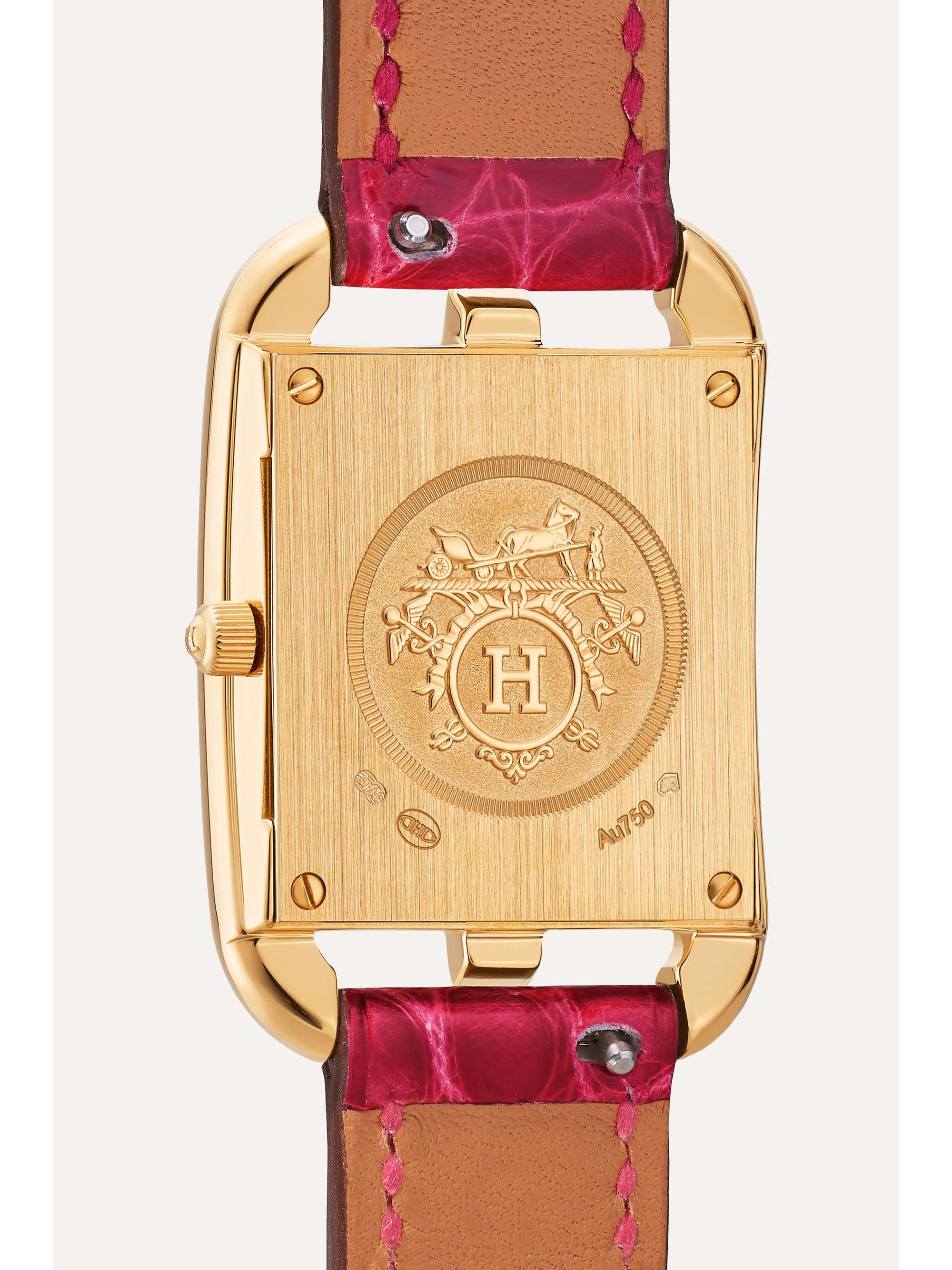 HERMÈS TIMEPIECES Cape Cod 23mm small 18-karat gold, alligator, mother-of-pearl and diamond watch