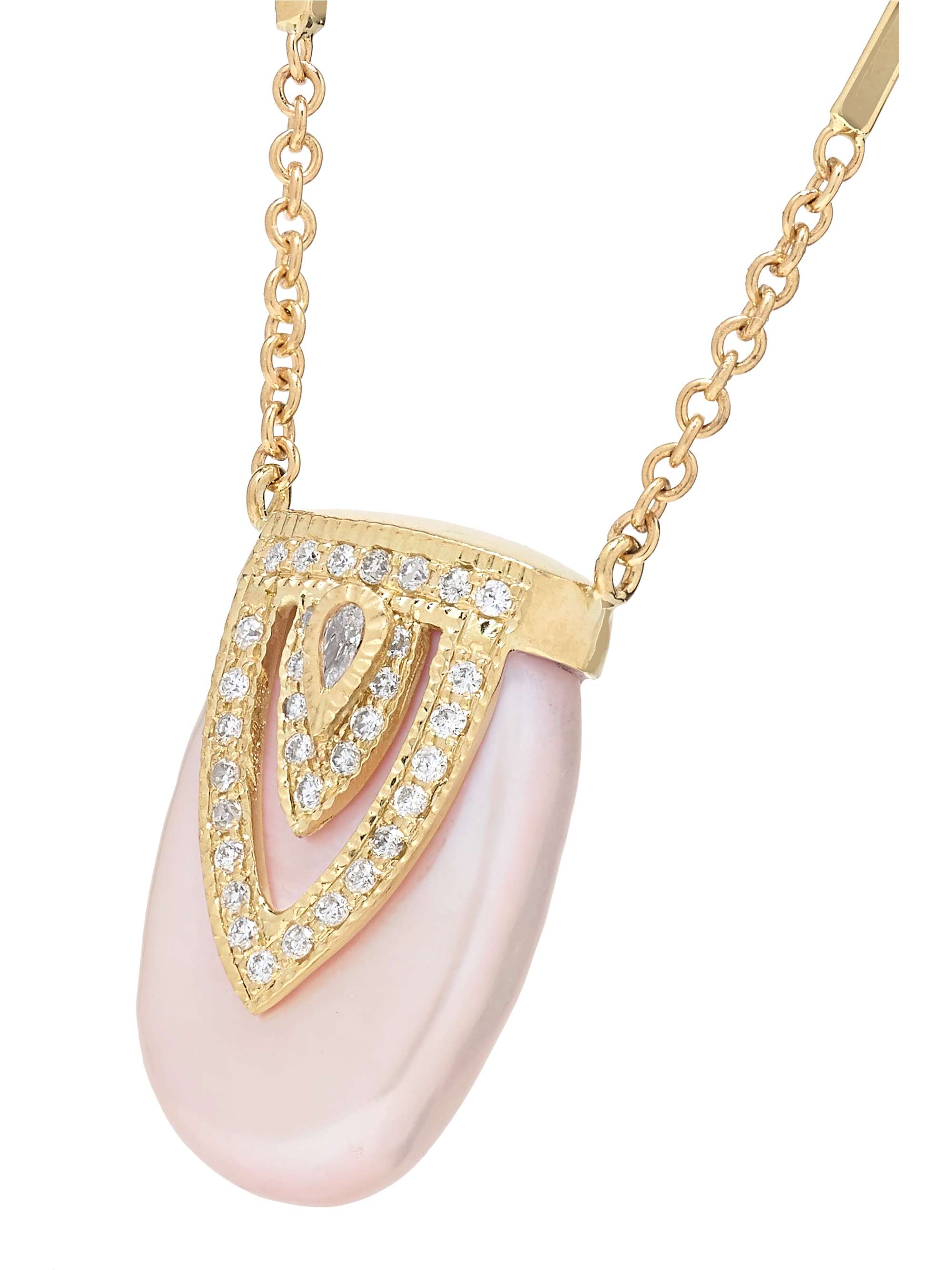 JACQUIE AICHE Aladdin 14-karat gold, mother-of-pearl and diamond necklace
