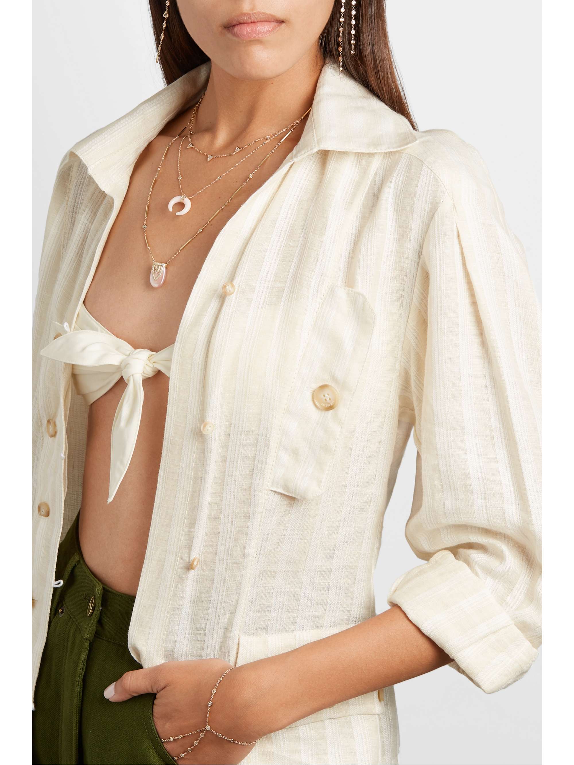 JACQUIE AICHE Aladdin 14-karat gold, mother-of-pearl and diamond necklace