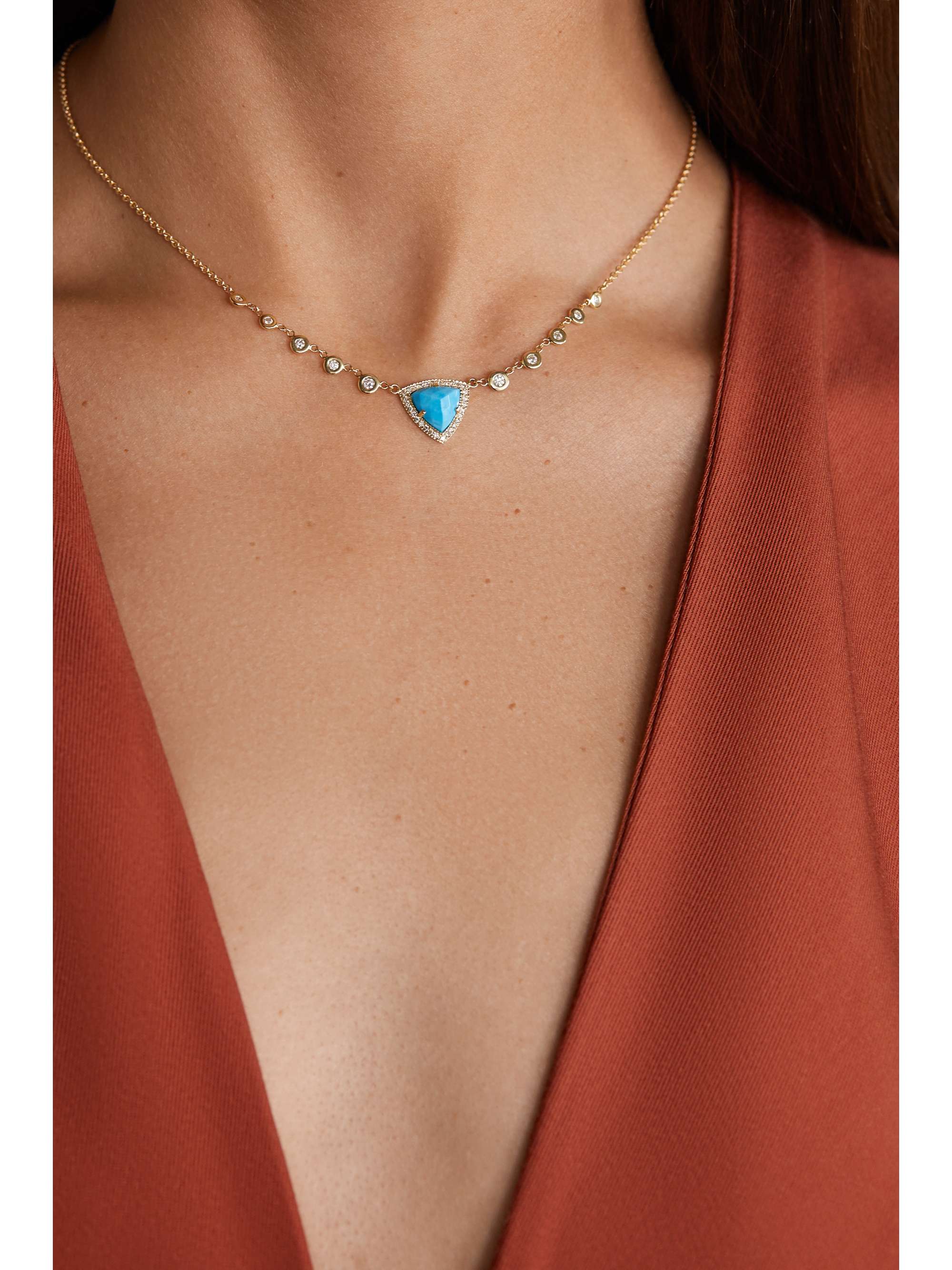 JACQUIE AICHE Emily 14-karat gold, turquoise and diamond necklace