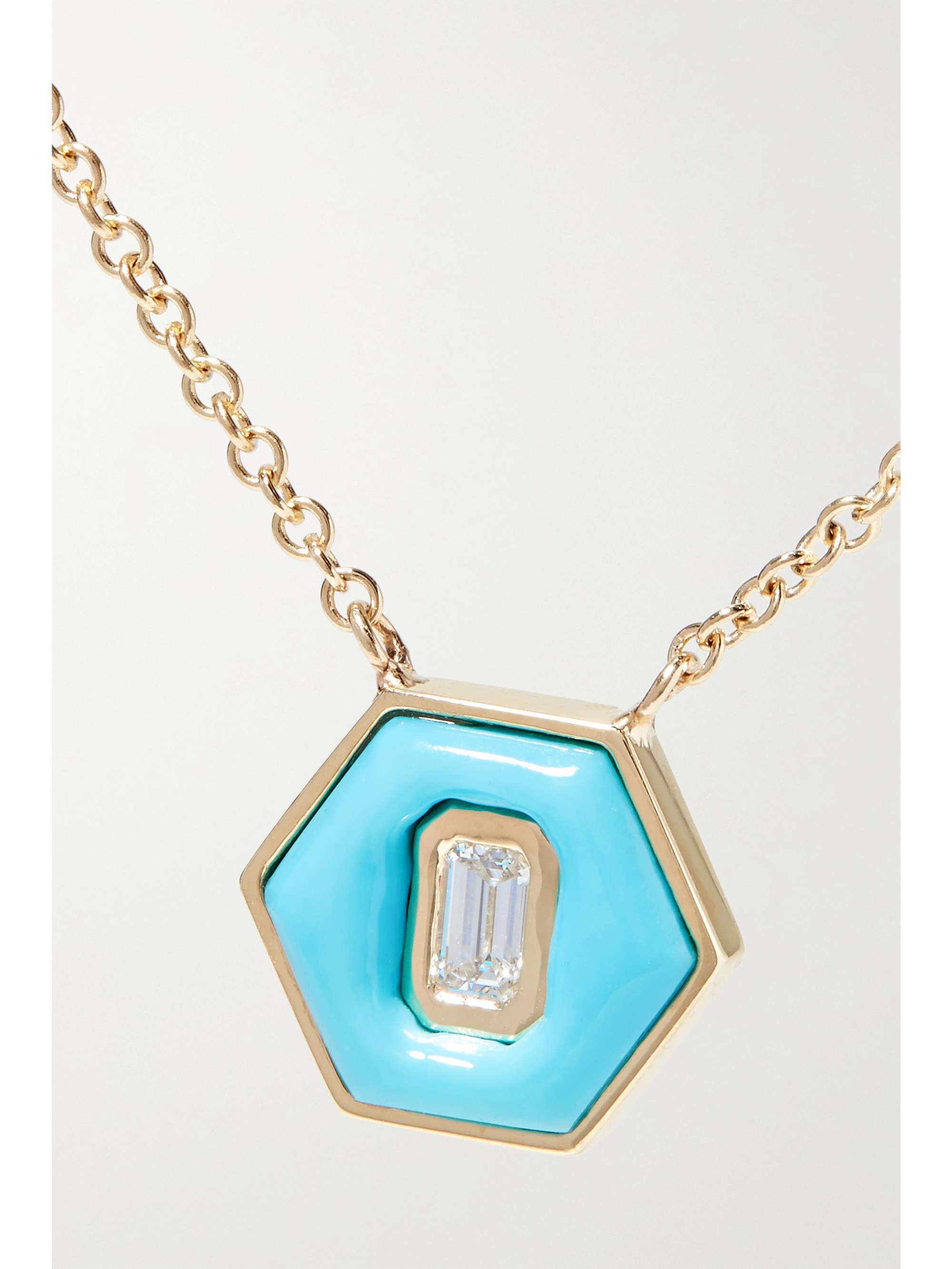 JACQUIE AICHE 14-karat gold, turquoise and diamond necklace