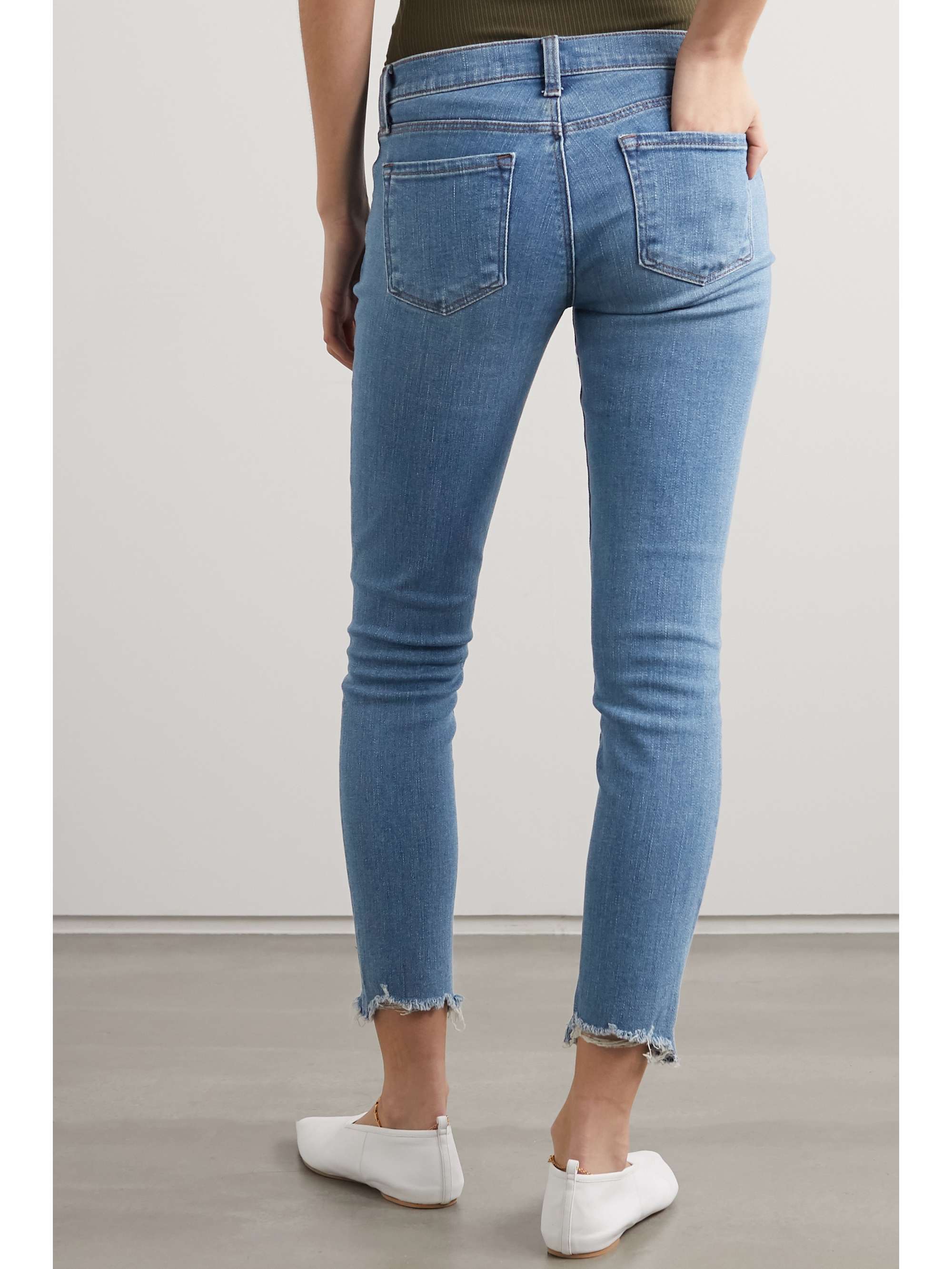 Mid denim Cropped distressed low-rise 
