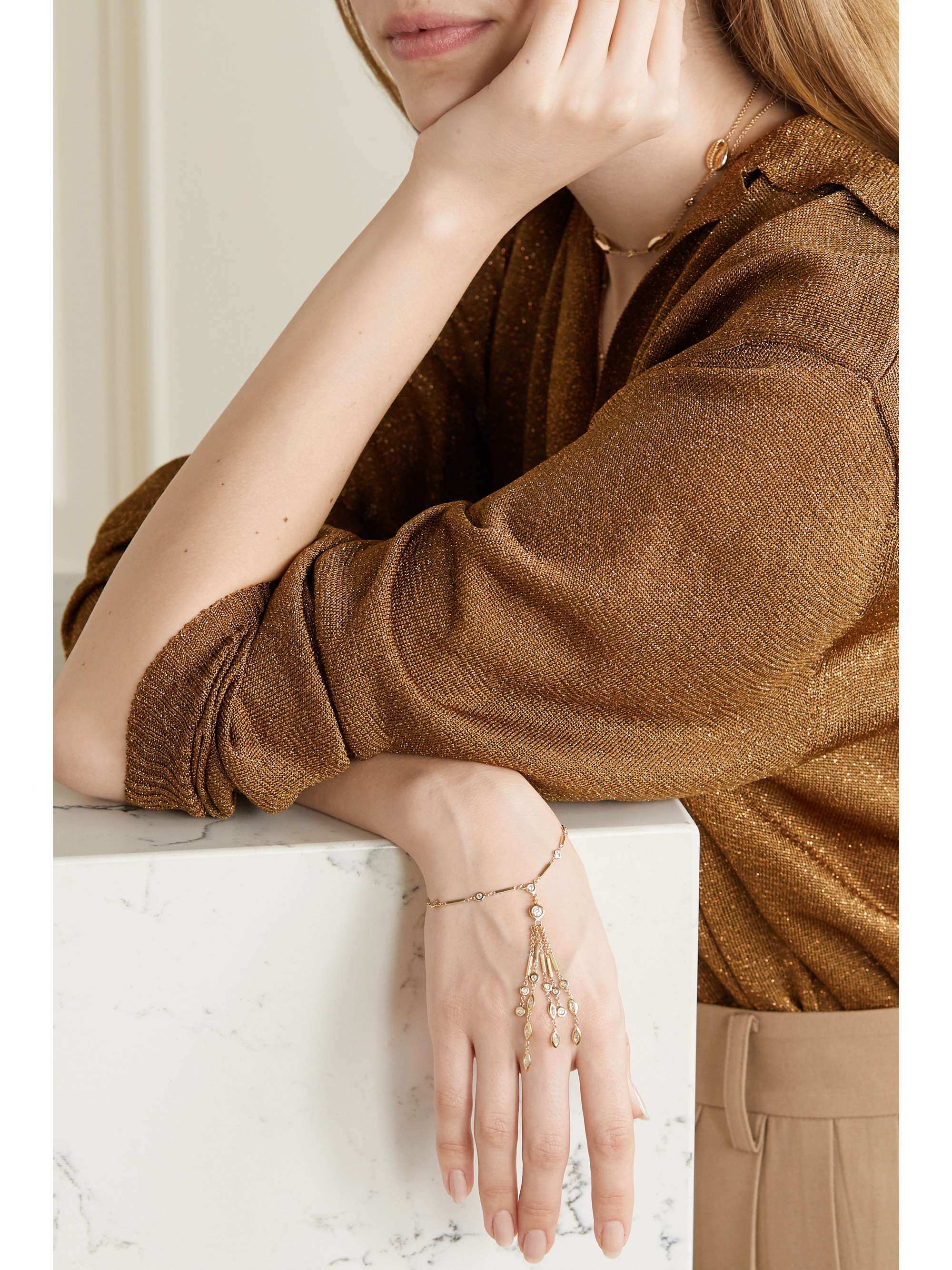 JACQUIE AICHE 14-karat gold diamond bracelet