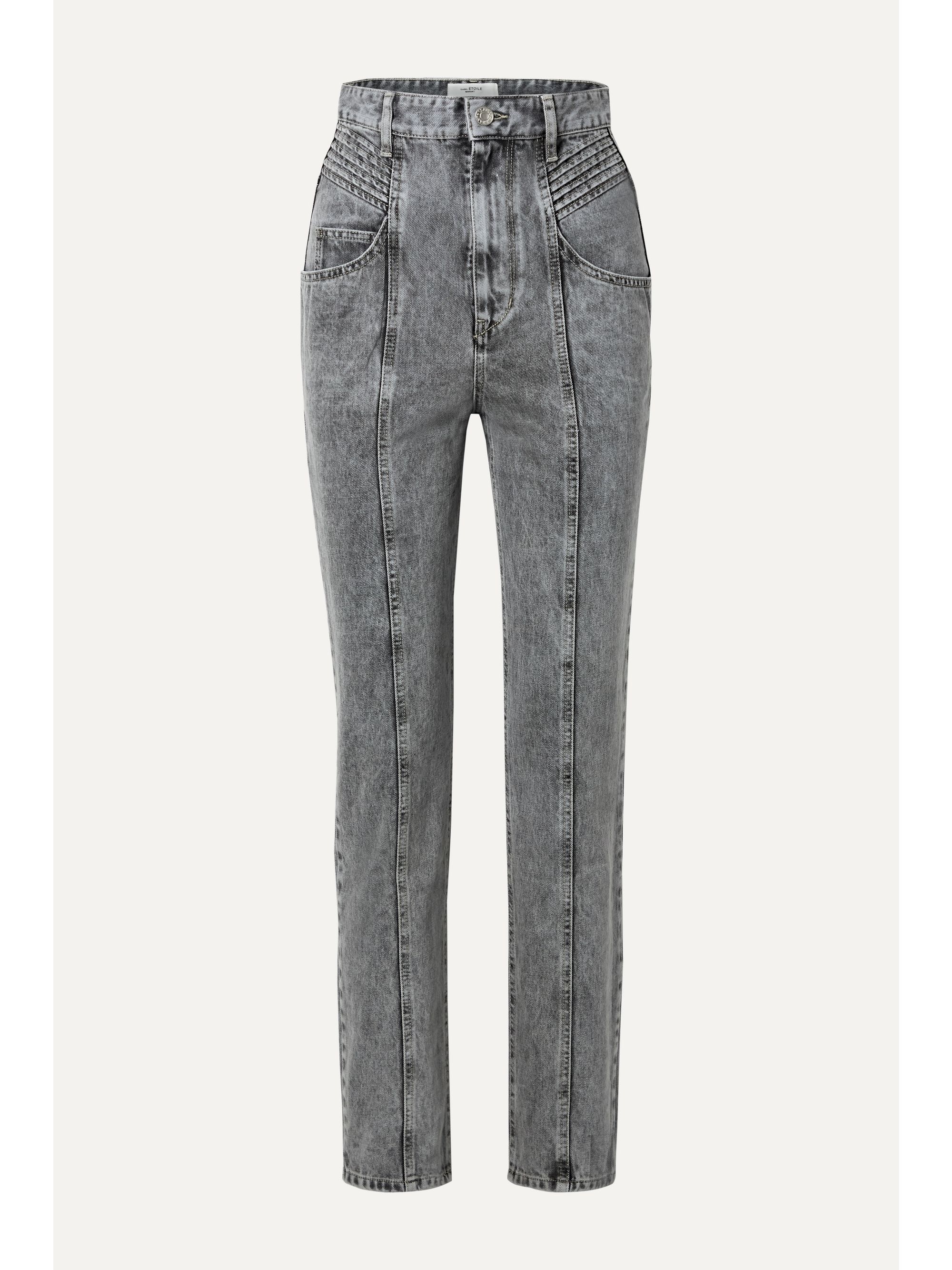 high rise gray jeans