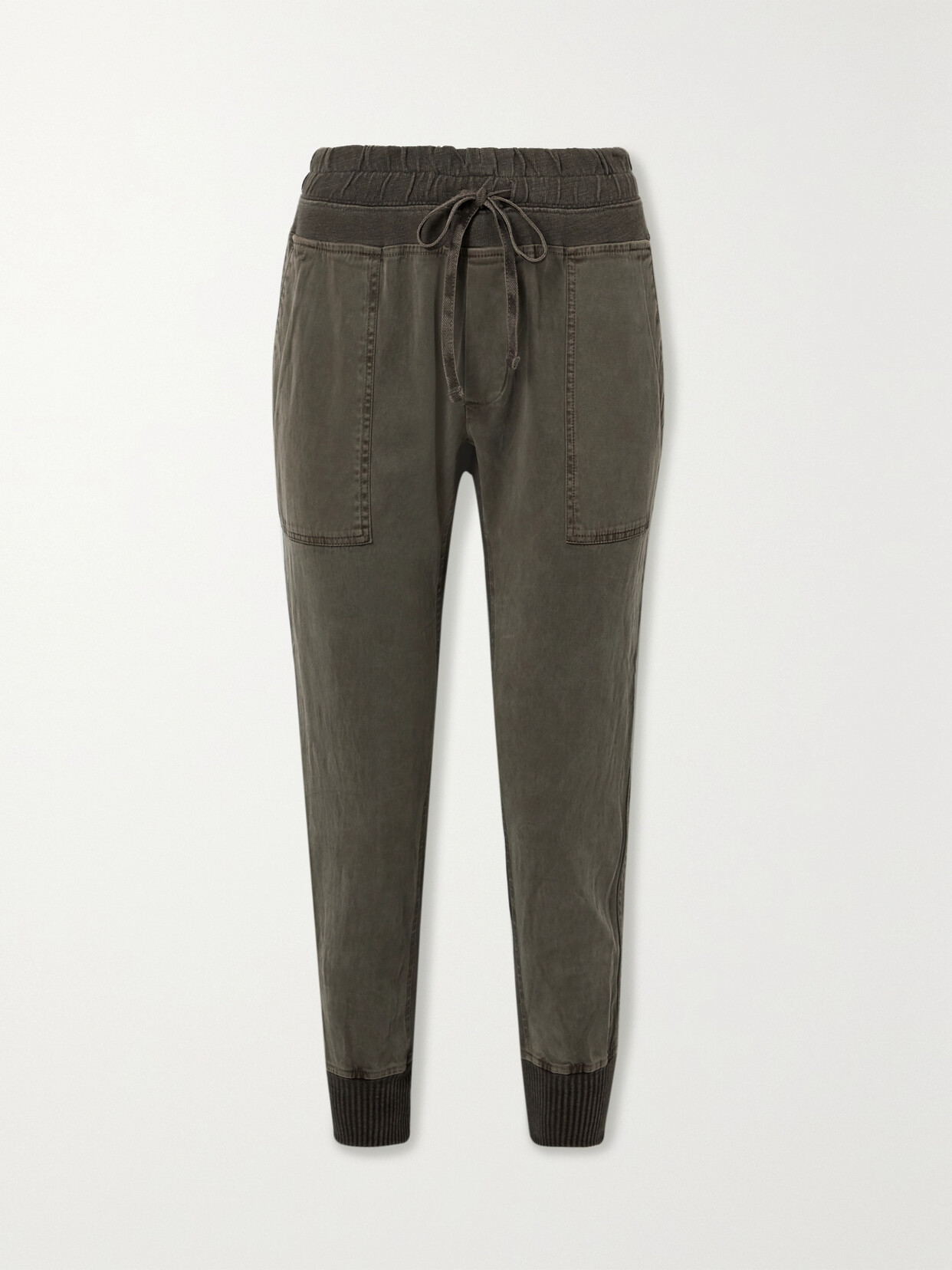 James Perse - Jersey-trimmed Cotton-twill Track Pants - Green