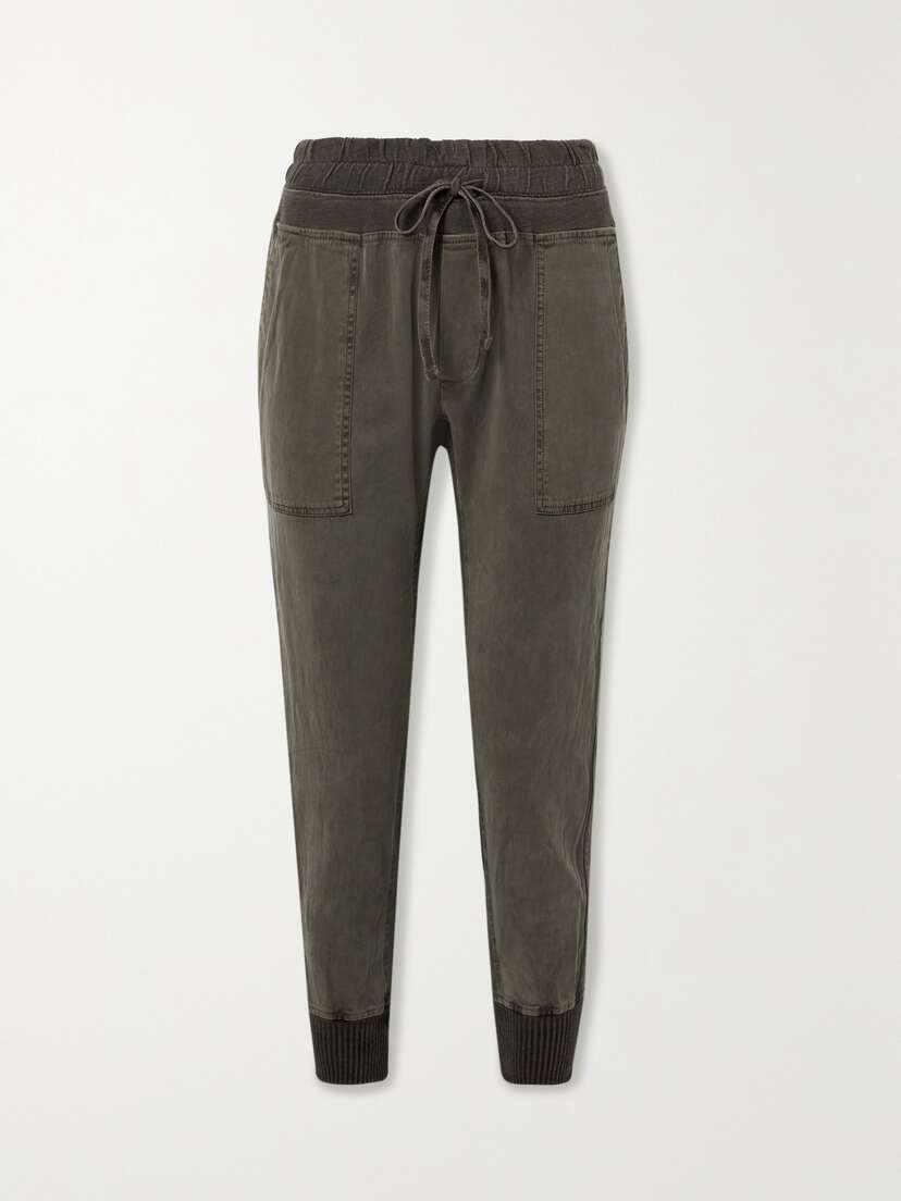James Perse Jersey-trimmed Cotton-twill Track Pants