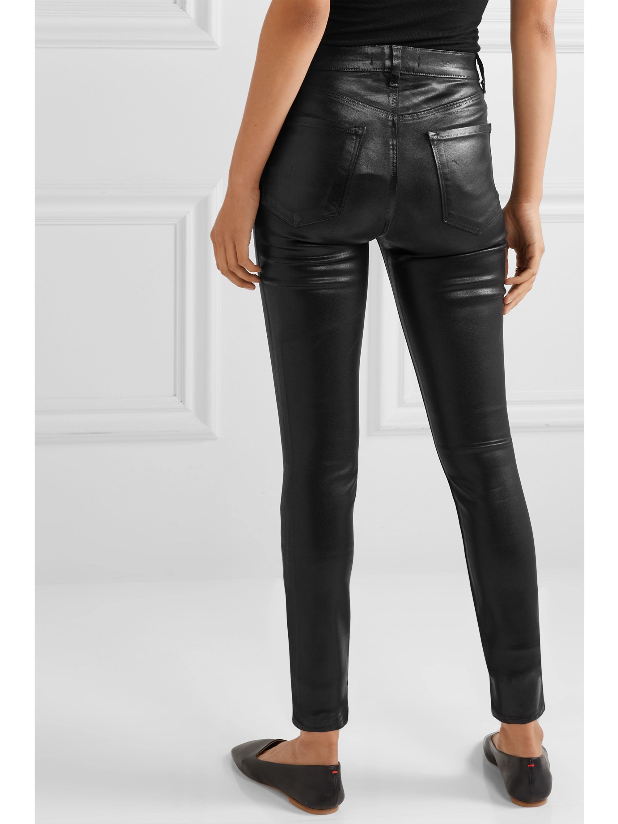 j brand black coated jeans