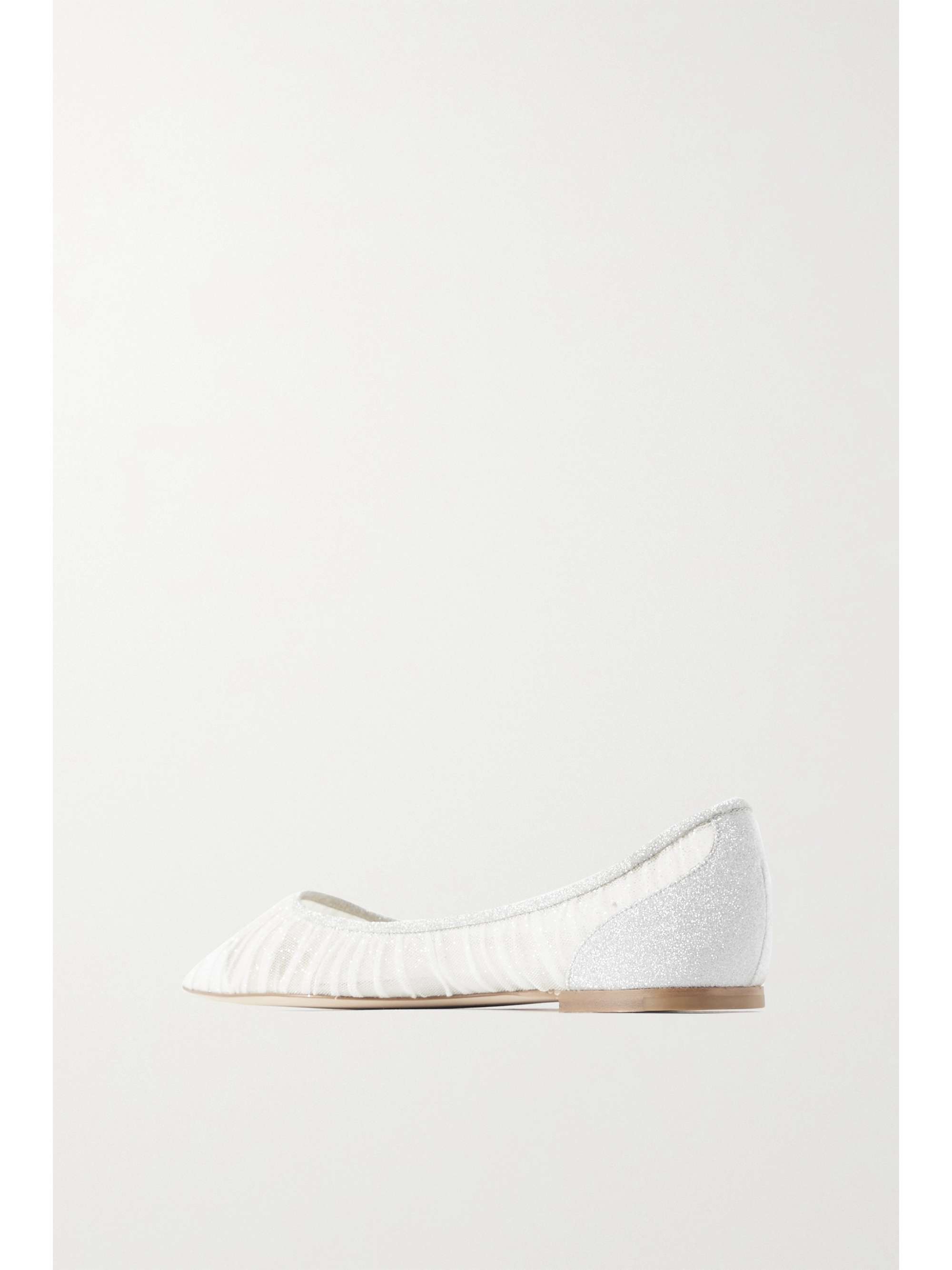 JIMMY CHOO Love 亮片金葱绢网帆布尖头平底鞋