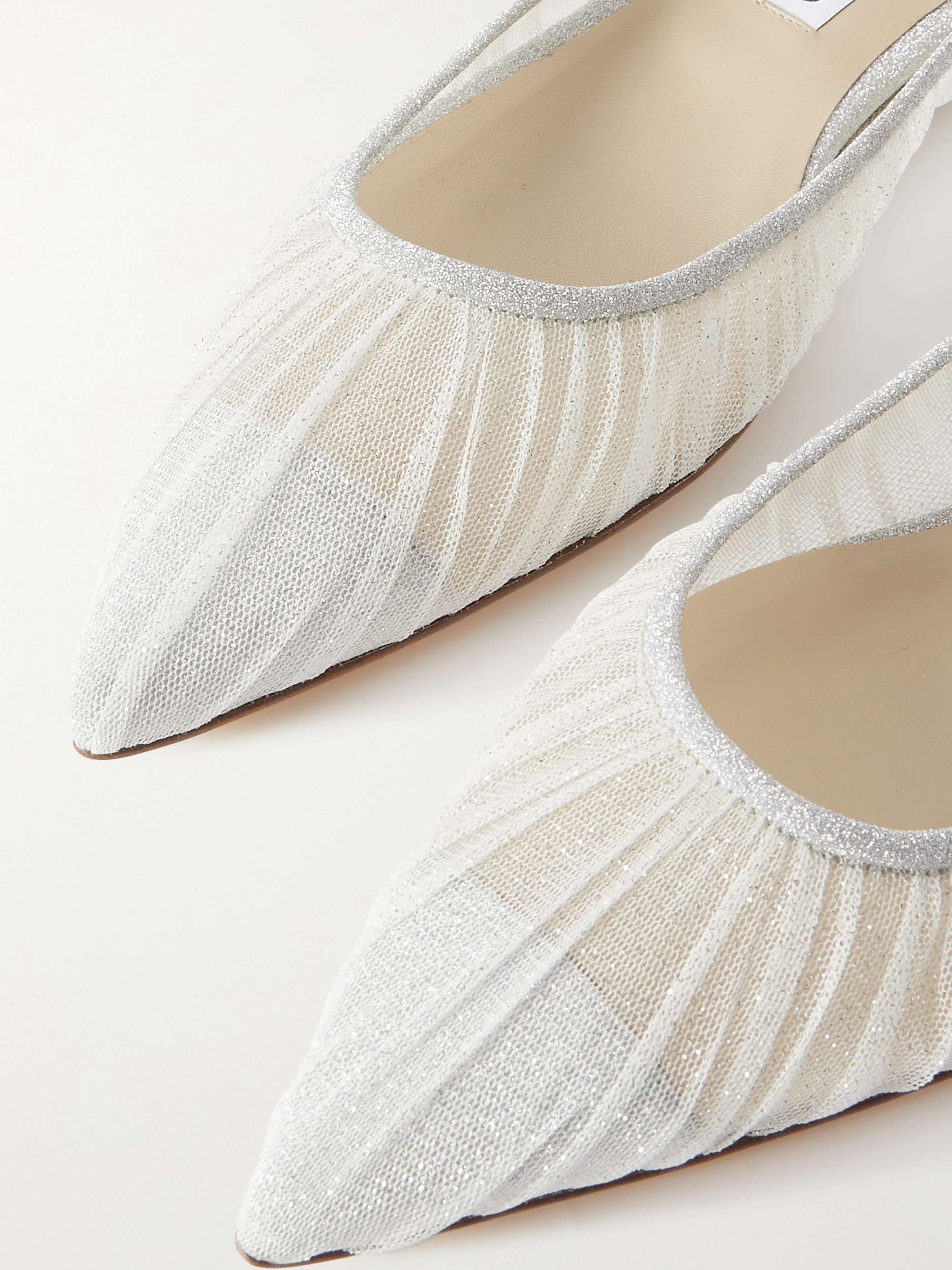 JIMMY CHOO Love 亮片金葱绢网帆布尖头平底鞋