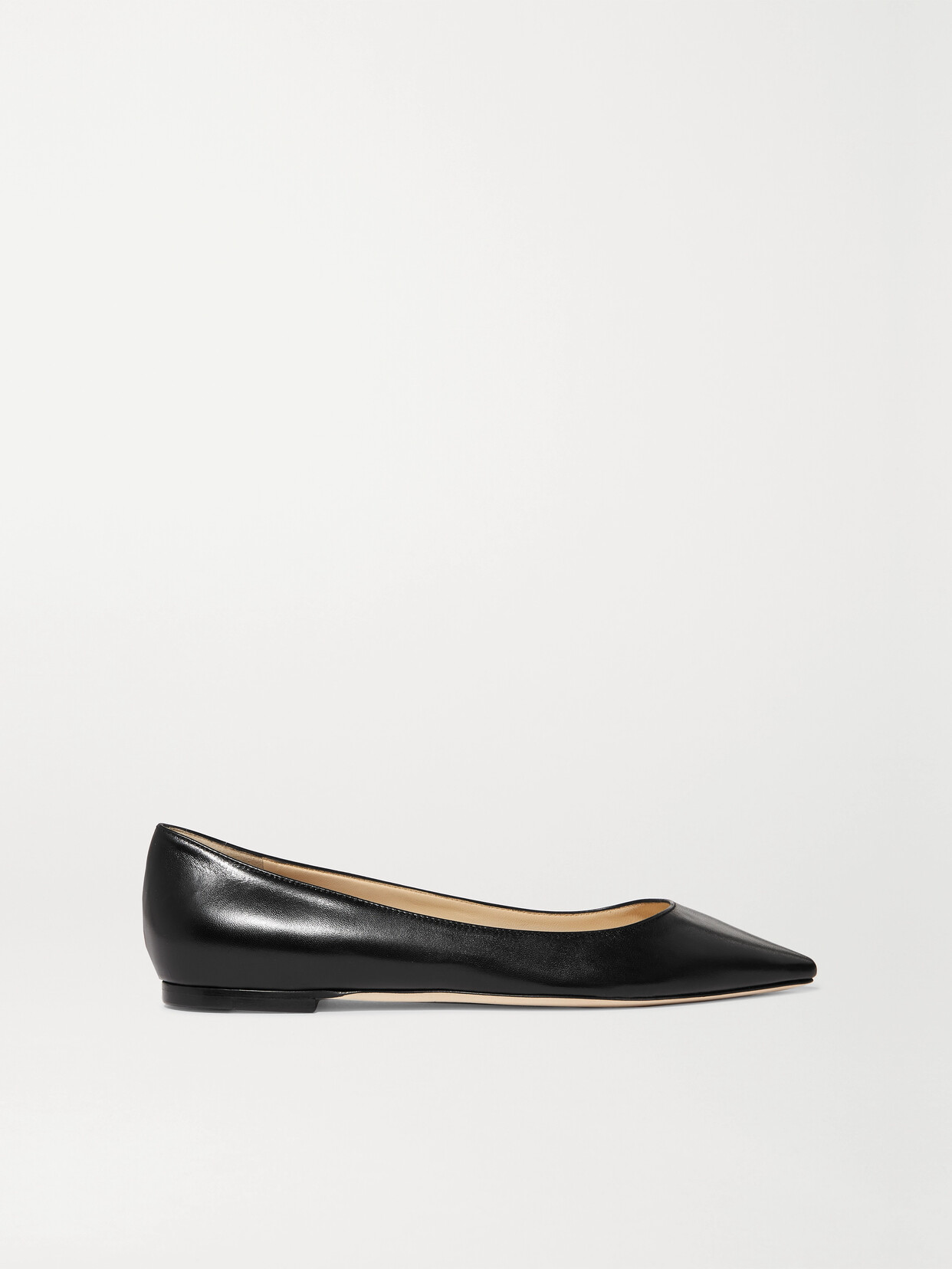 Jimmy Choo Romy Leather Point-toe Flats - Black
