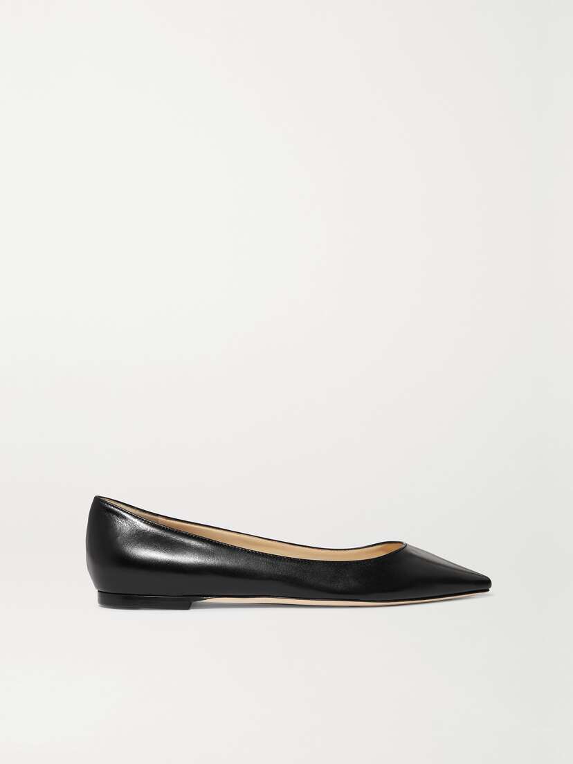 Jimmy Choo Romy Leather Point-toe Flats