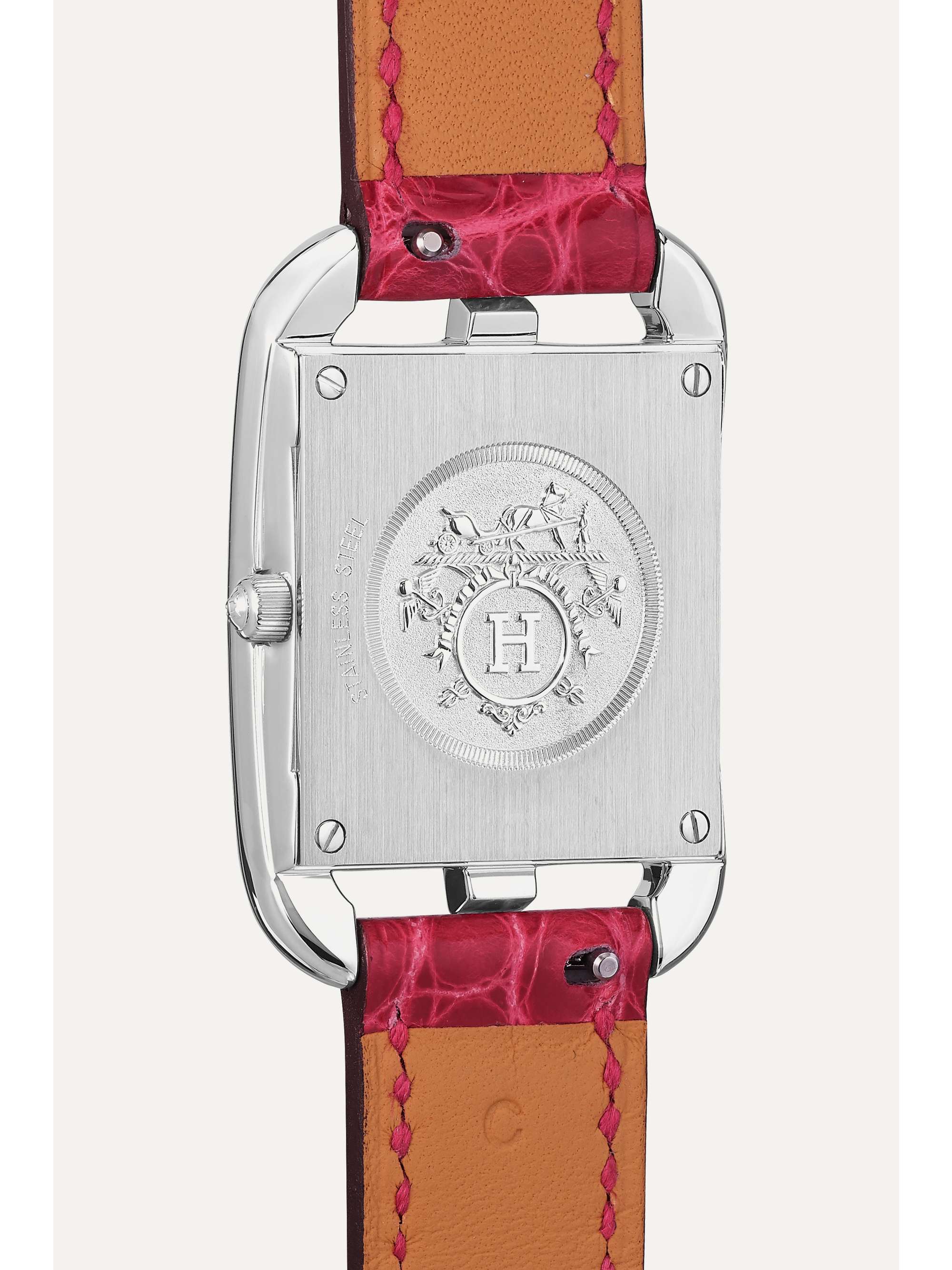 HERMÈS TIMEPIECES Cape Cod 23mm small stainless steel, alligator, mother-of-pearl and diamond watch