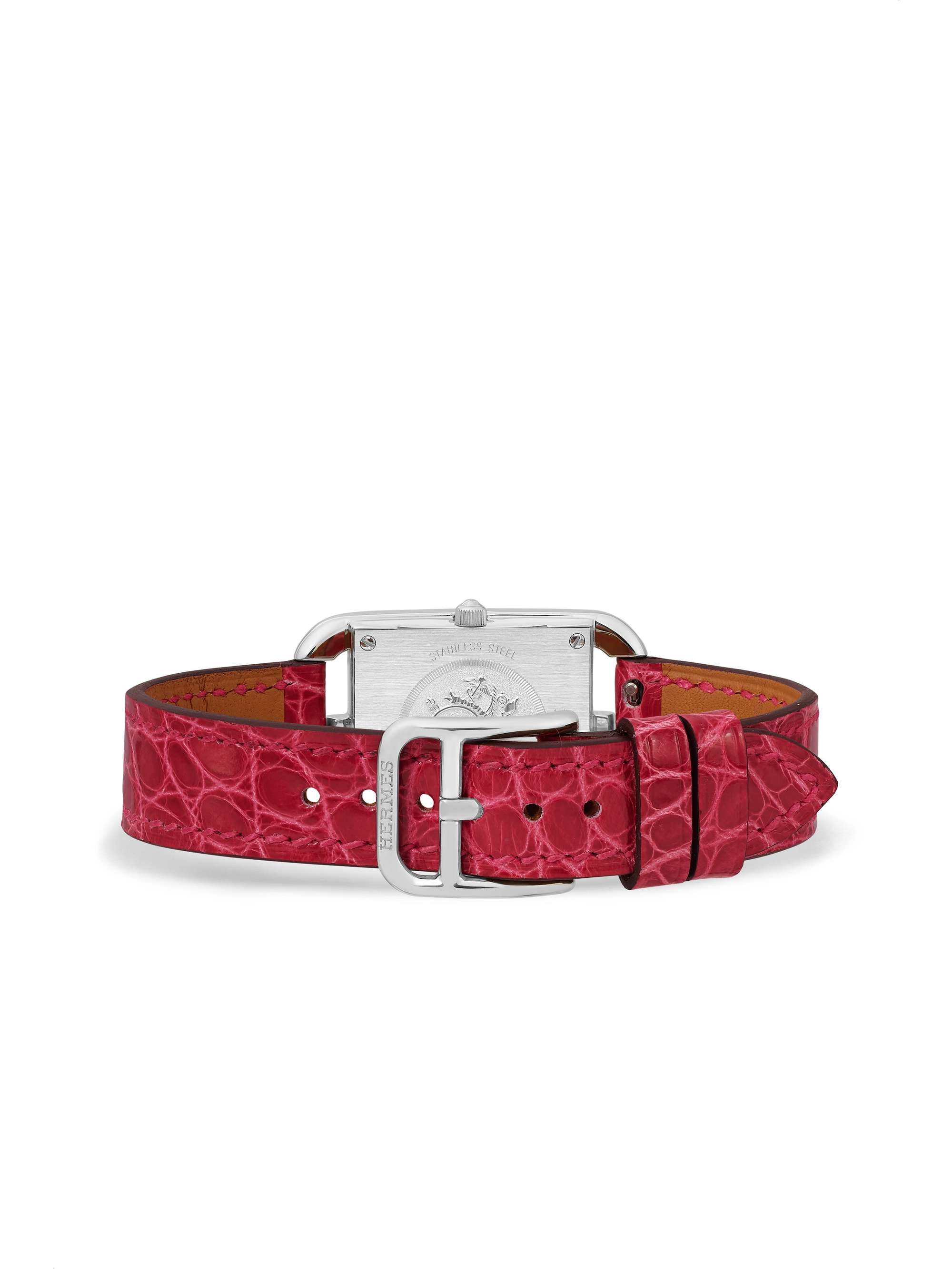 HERMÈS TIMEPIECES Cape Cod 23mm small stainless steel, alligator, mother-of-pearl and diamond watch